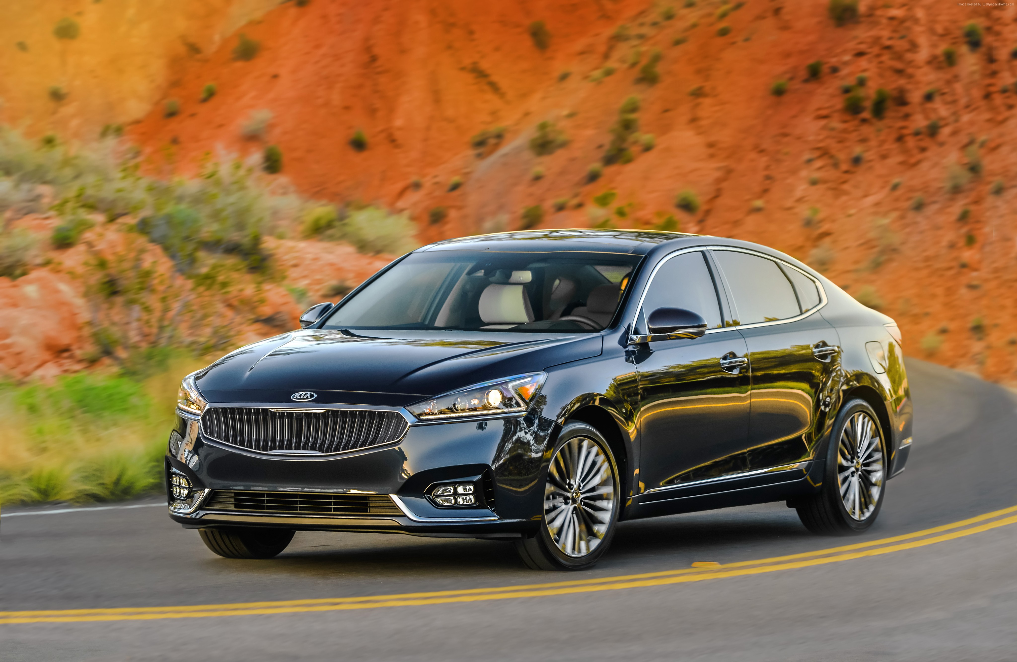 Black Kia Cadenza Sedan on a Road HD Wallpaper