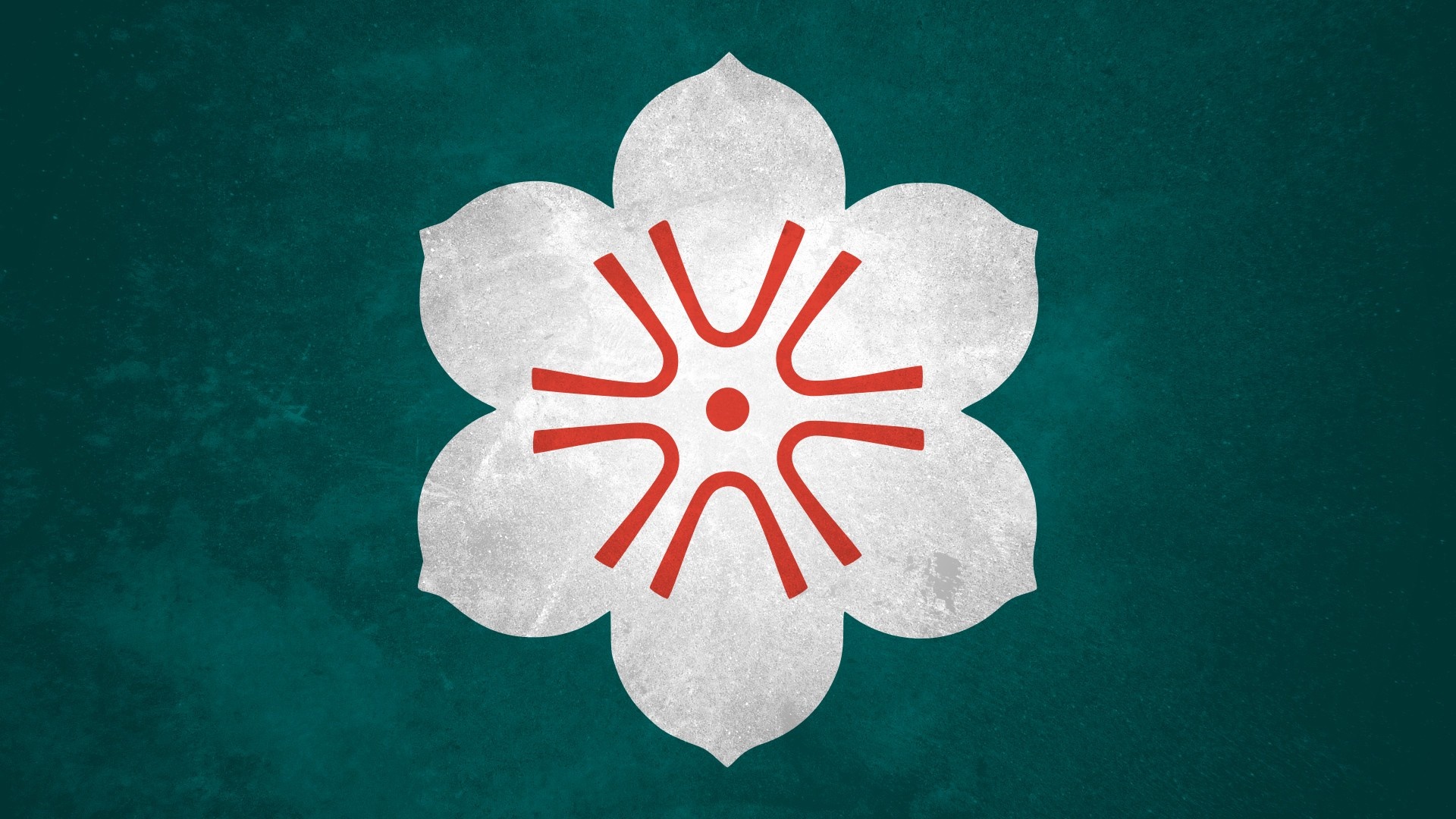Saga Prefecture flag with a white flower and red symbol HD Wallpaper