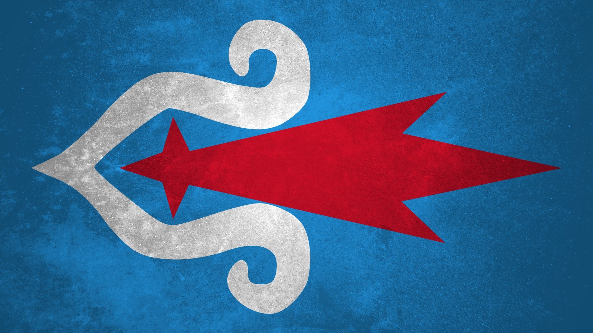 Ainu flag illustration with red star and white swirls HD Wallpaper