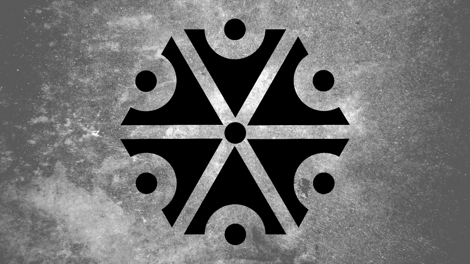 Monochrome abstract geometric symbol with circles HD Wallpaper
