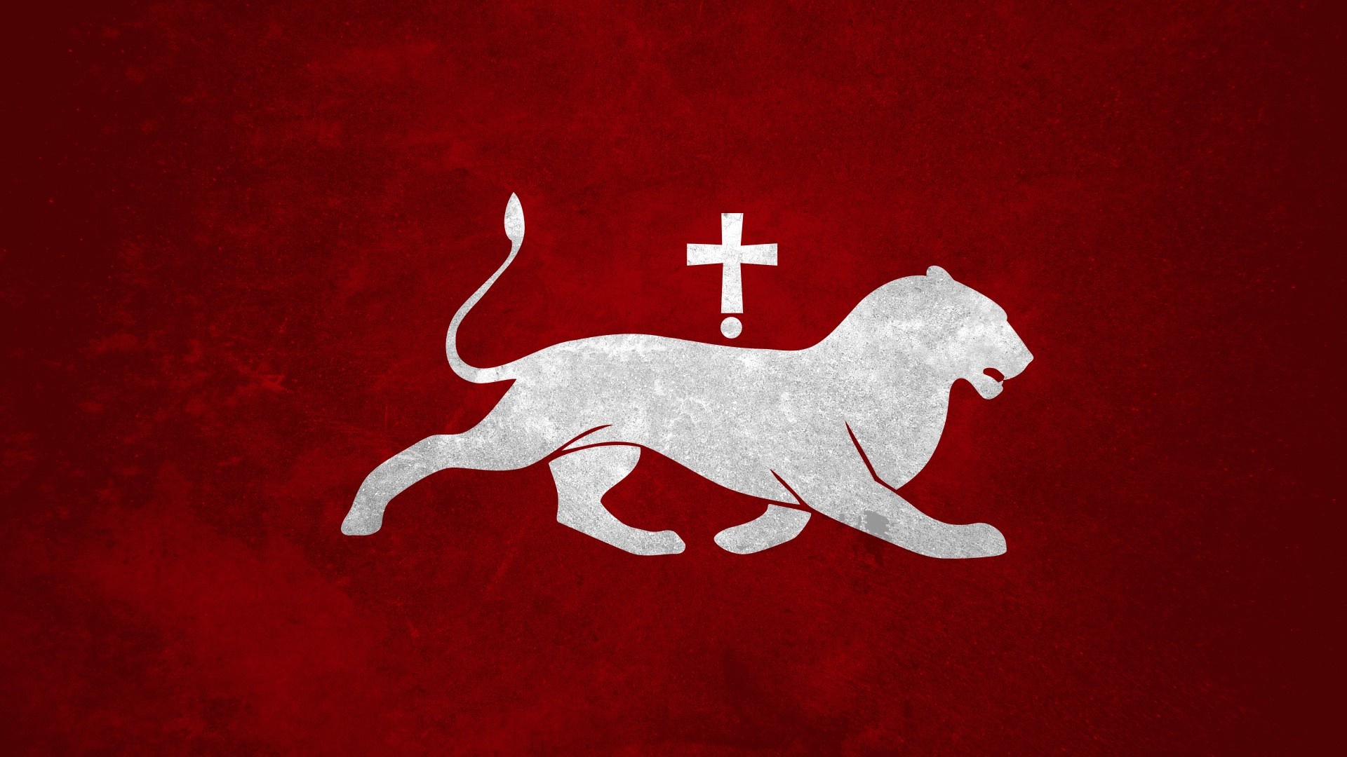 Lion and cross on red background HD Wallpaper