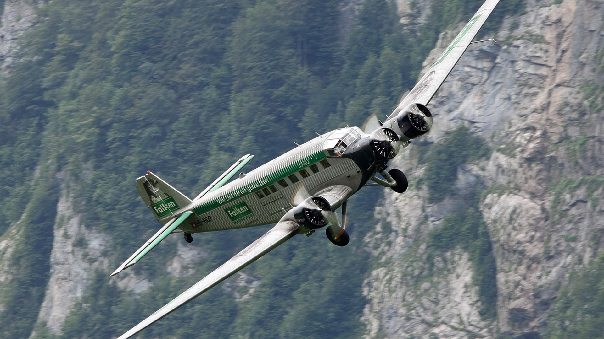 Junkers Ju 52 3m airplane flying over mountains HD Wallpaper