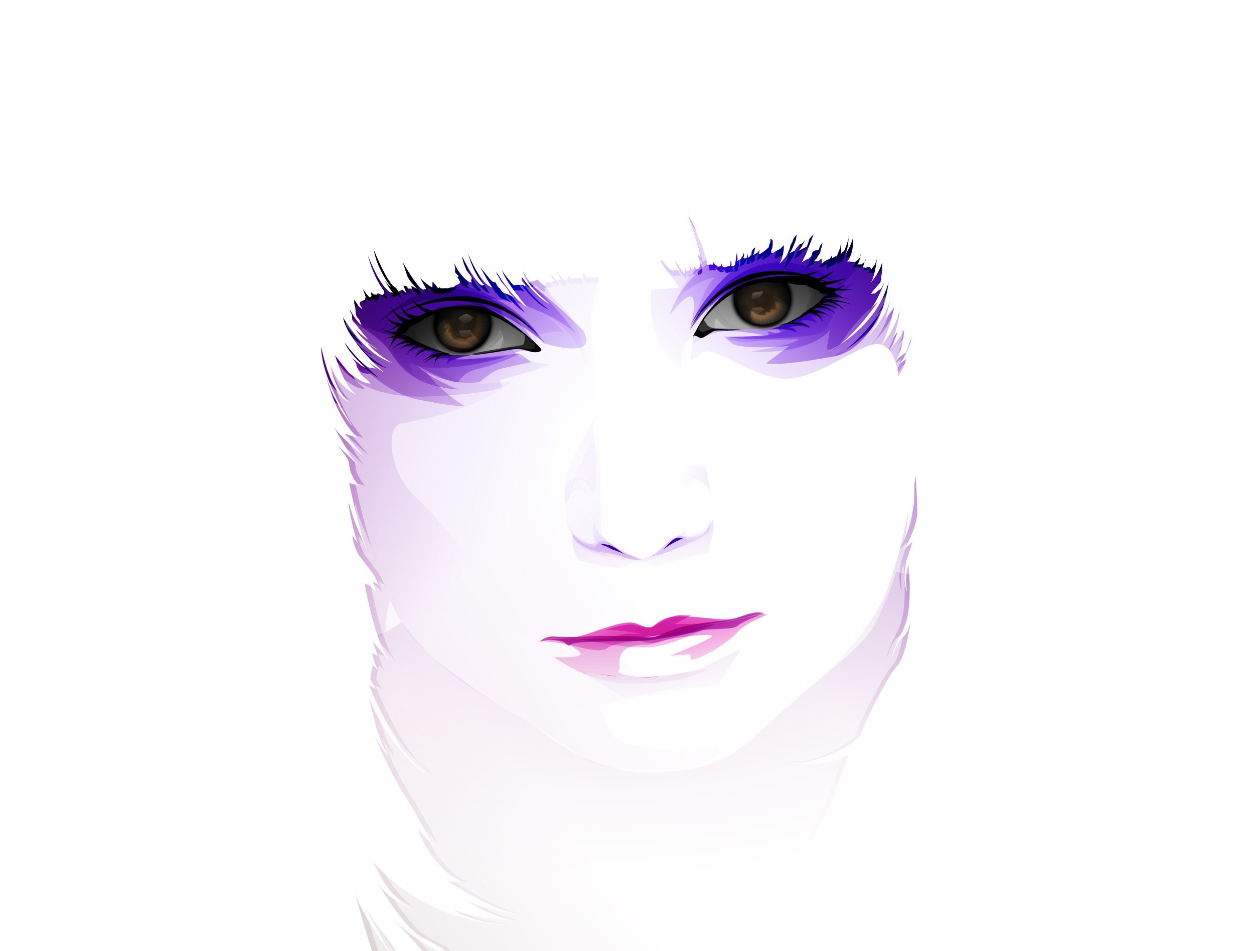 Illustration of a woman's face with purple eyeshadow HD Wallpaper