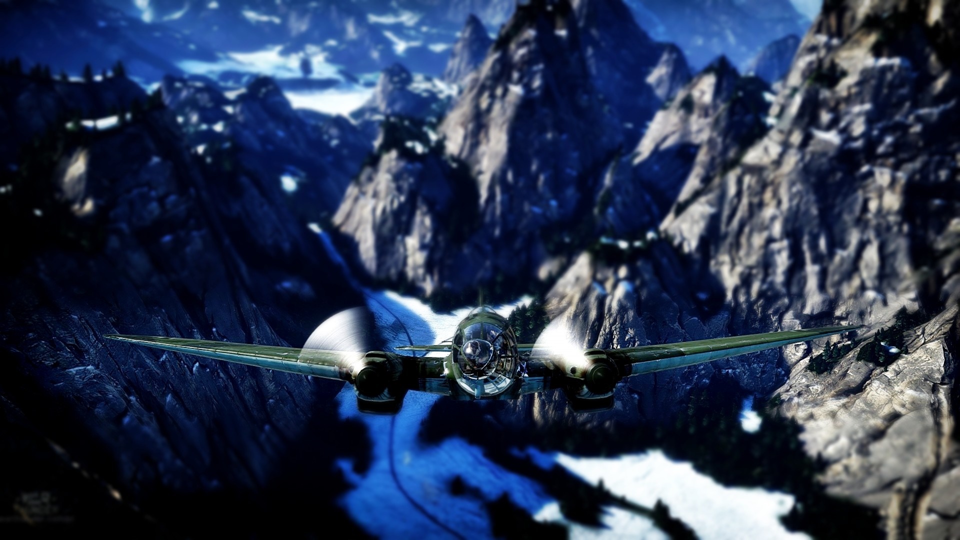 War Thunder airplane flying over mountains HD Wallpaper