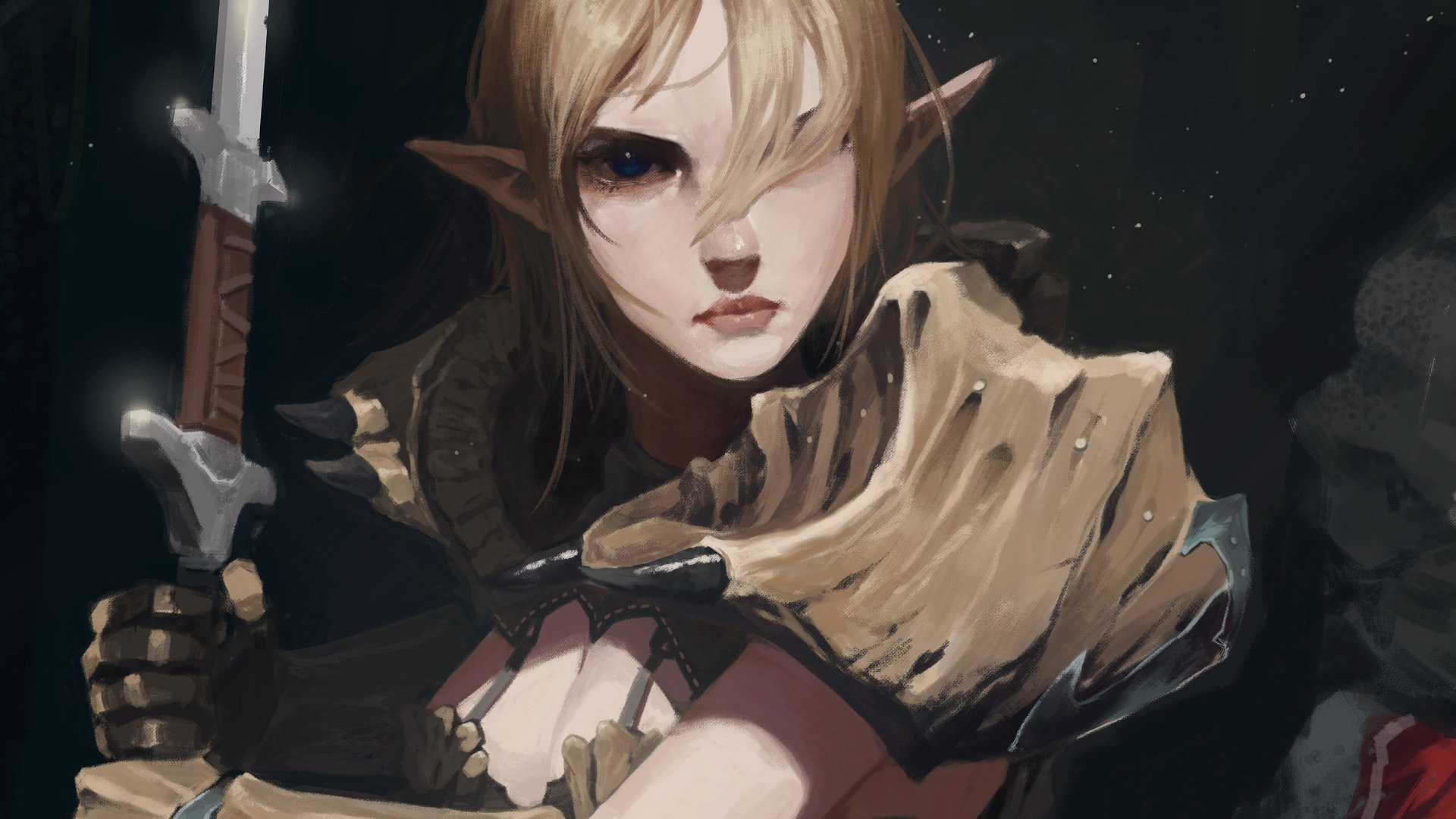 Elf warrior with sword from The Elder Scrolls V Skyrim HD Wallpaper