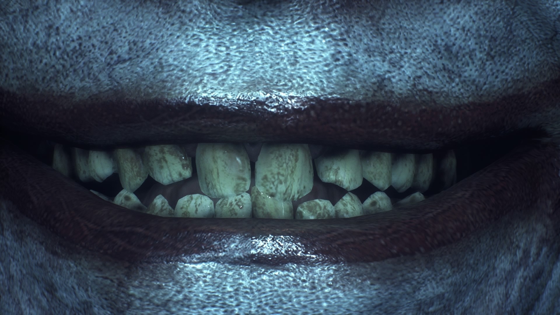 Close up of the Joker's mouth and teeth HD Wallpaper