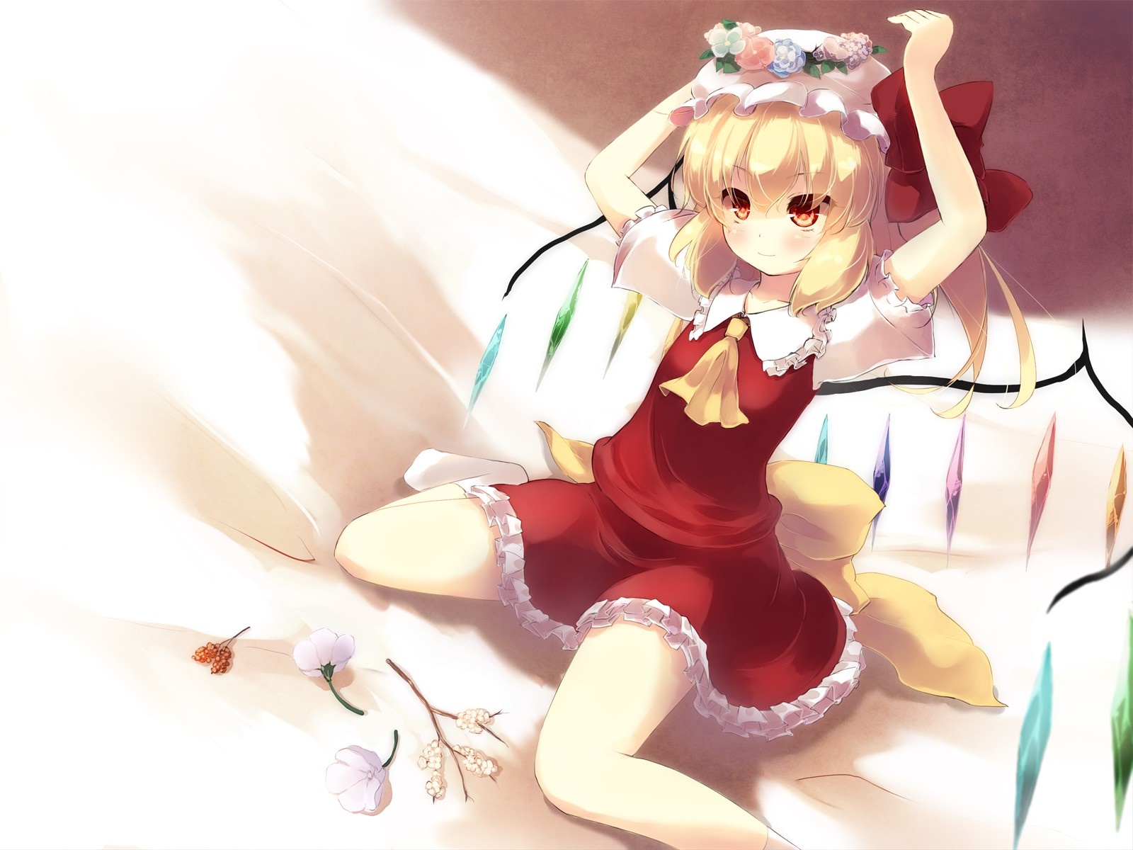 Flandre Scarlet from Touhou with crystals HD Wallpaper
