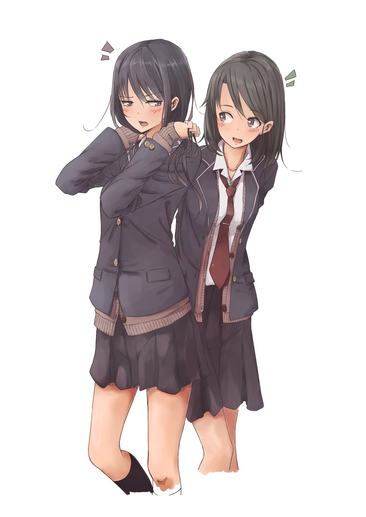 Two anime girls in school uniforms HD Wallpaper