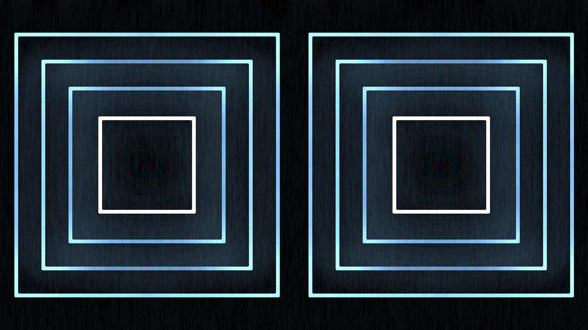 Two sets of concentric glowing squares on a dark background HD Wallpaper