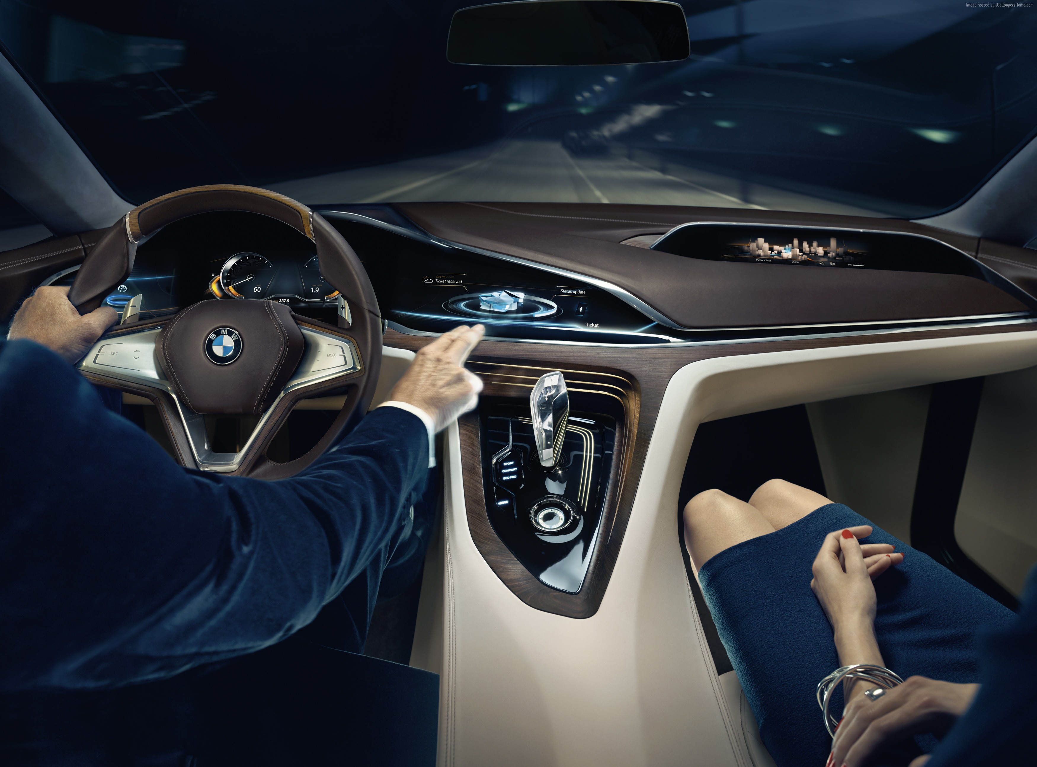 BMW Vision Future Luxury interior with people HD Wallpaper