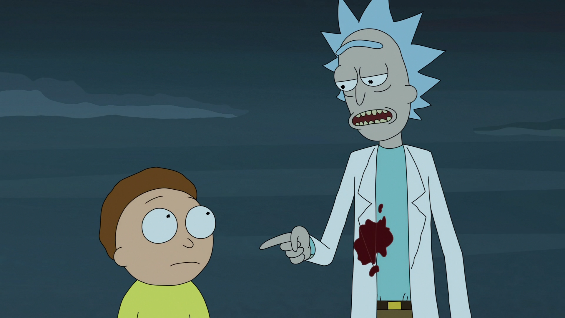 Rick and Morty in a dark environment HD Wallpaper