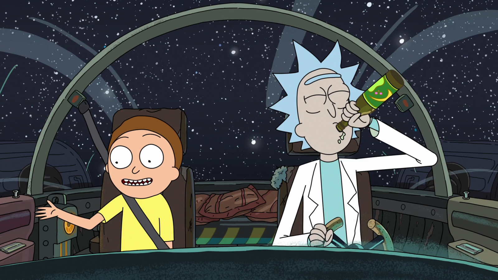 Rick and Morty in a spaceship HD Wallpaper