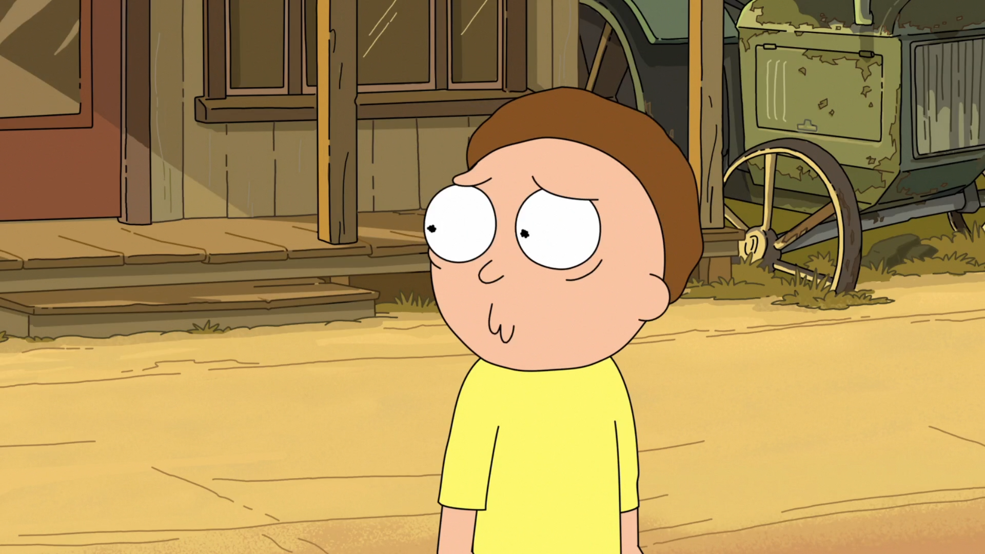 Morty from Rick and Morty in a Western town HD Wallpaper