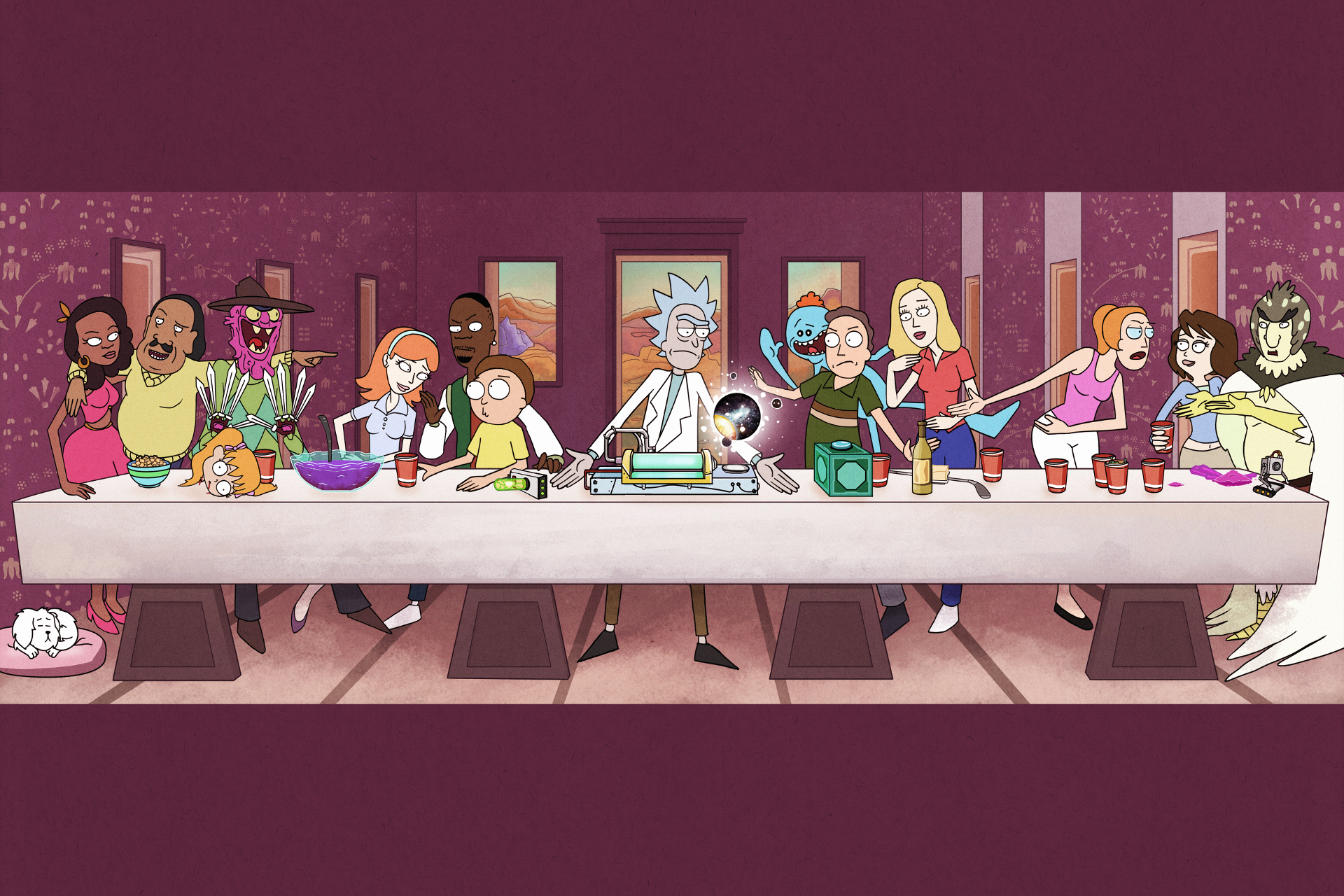 Rick and Morty The Last Supper parody HD Wallpaper