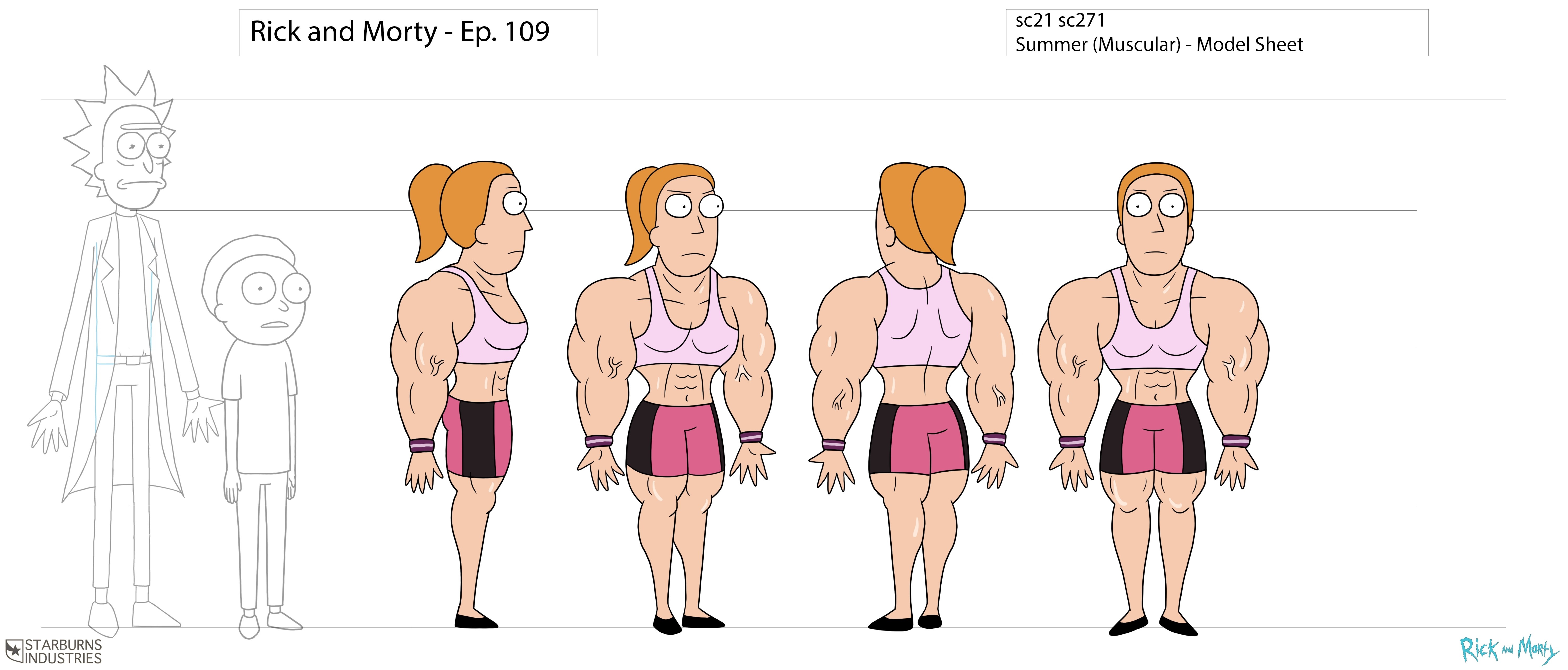 Summer (Muscular) from Rick and Morty Model Sheet HD Wallpaper