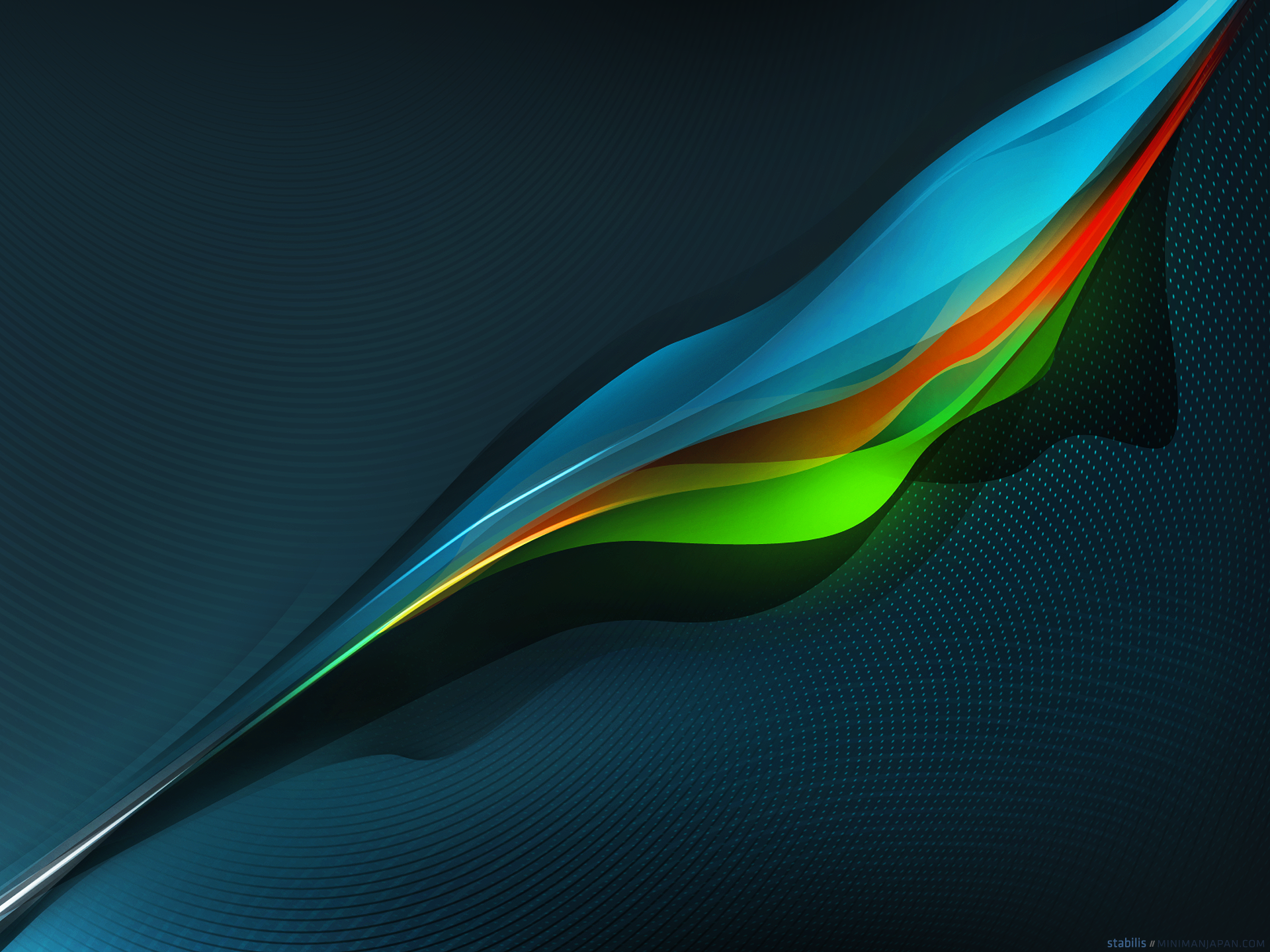 Abstract colorful waves on a dark background HD Wallpaper