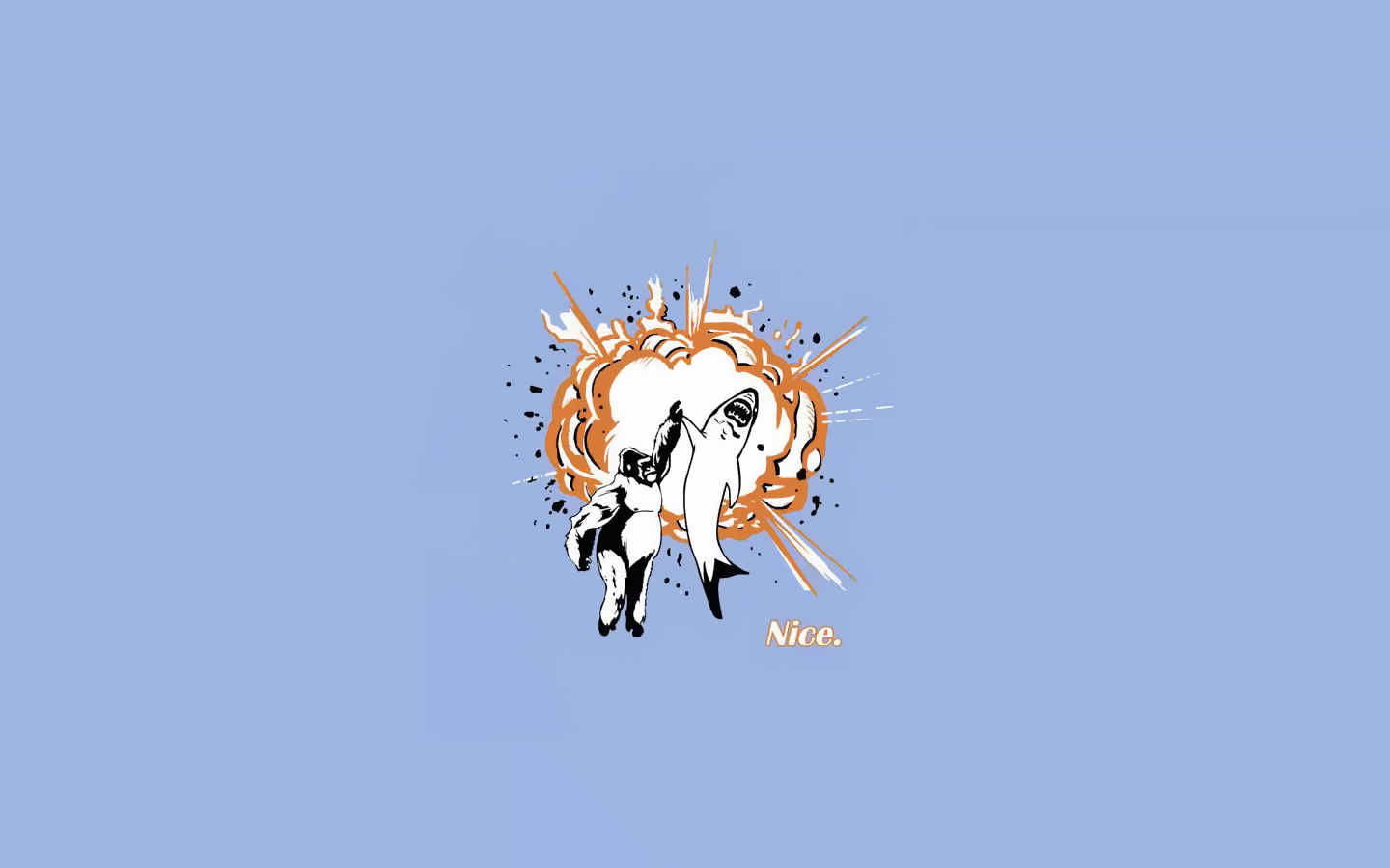 Gorilla fighting a shark with an explosion behind them HD Wallpaper