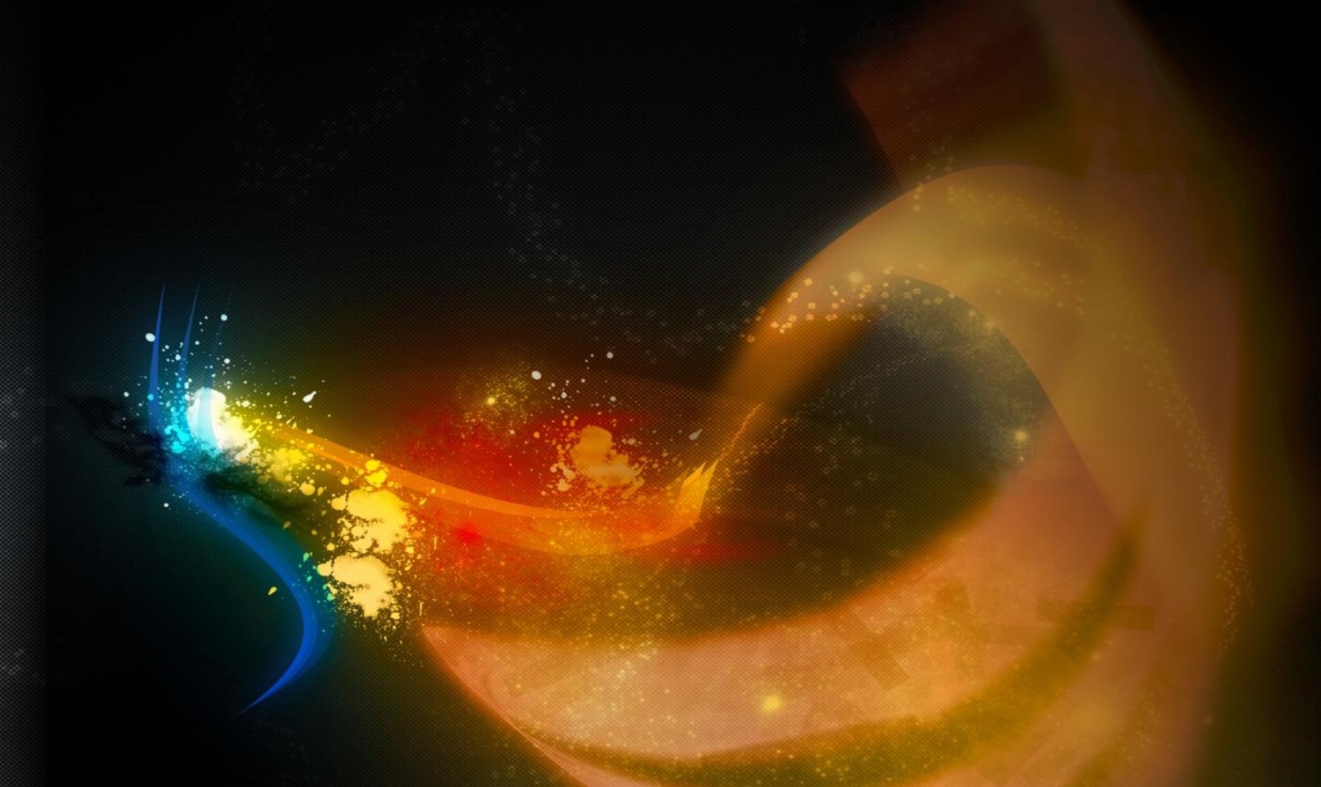 Abstract digital art with colorful light streaks and particles HD Wallpaper