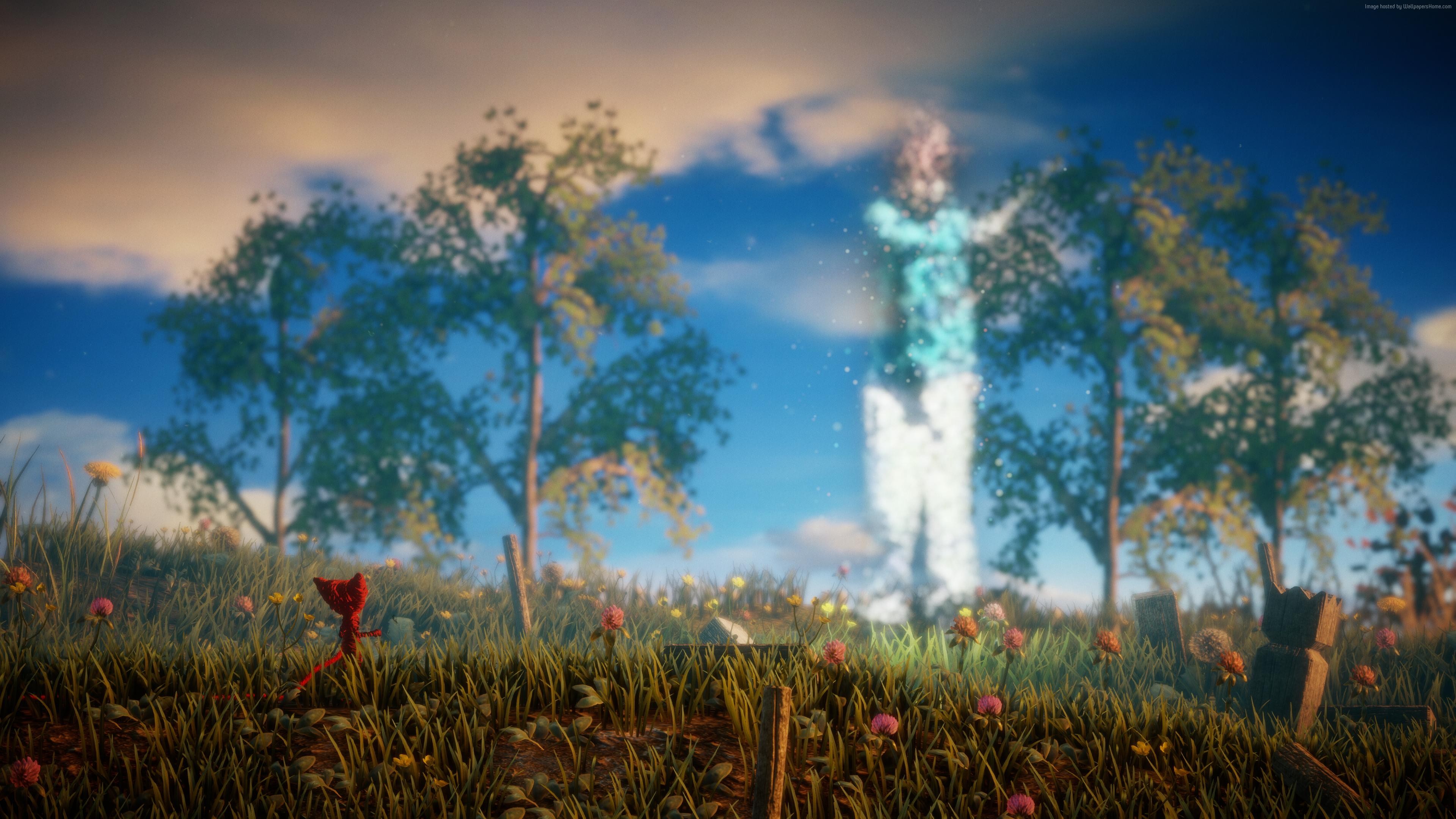 Yarny from Unravel in a magical field HD Wallpaper