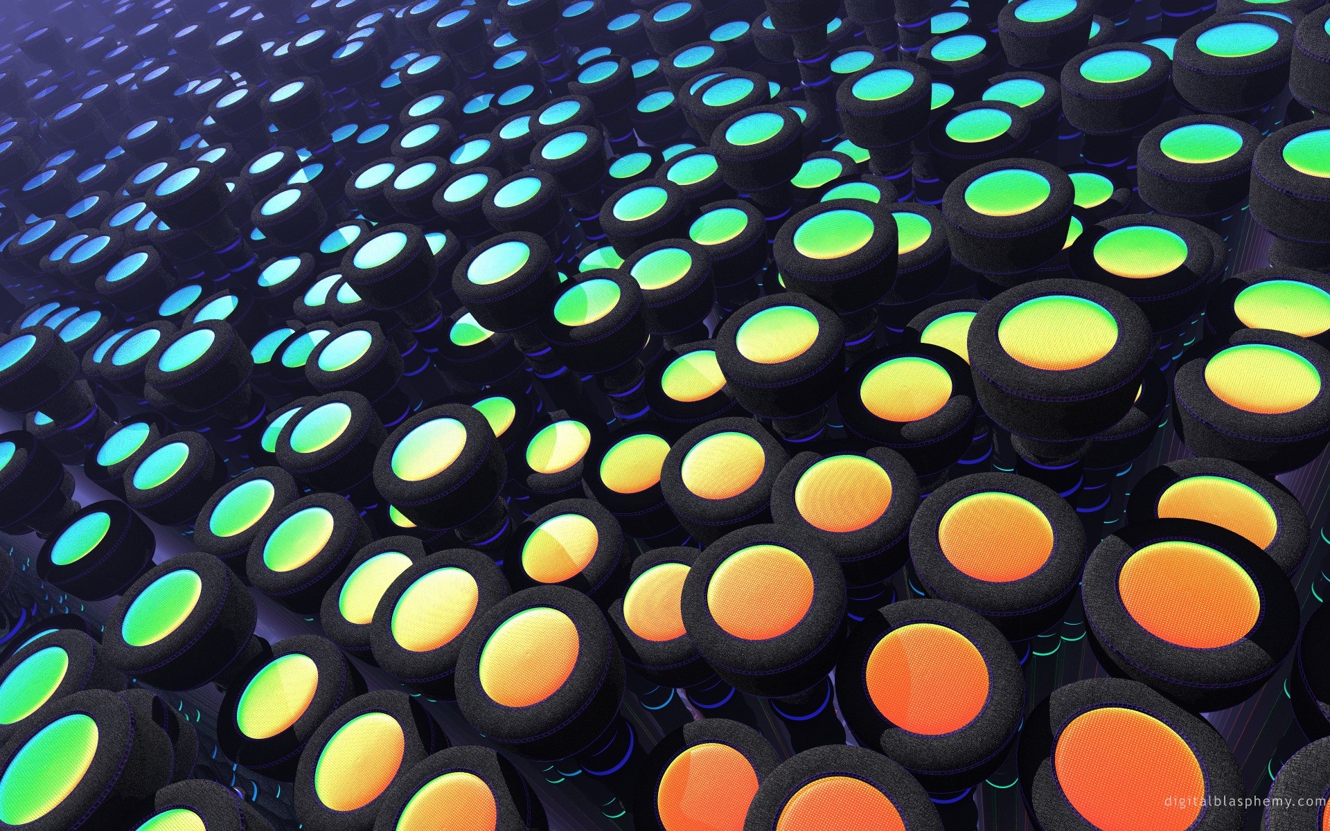 Abstract 3D render of glowing cylinders HD Wallpaper