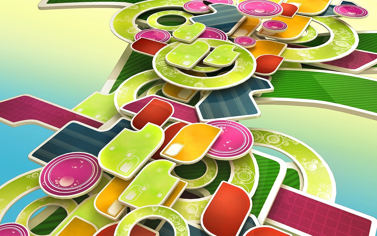 Abstract colorful shapes and numbers illustration HD Wallpaper