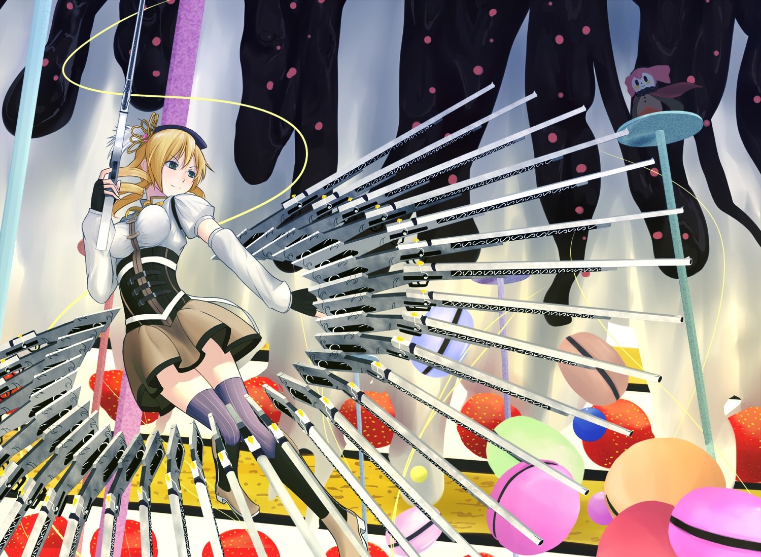 Tomoe Mami from Mahou Shoujo Madoka Magica with guns HD Wallpaper