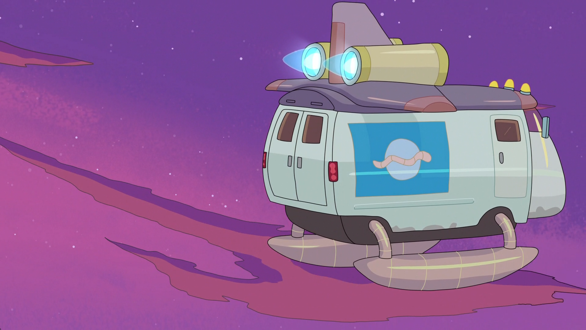 Rick and Morty spaceship van in space HD Wallpaper