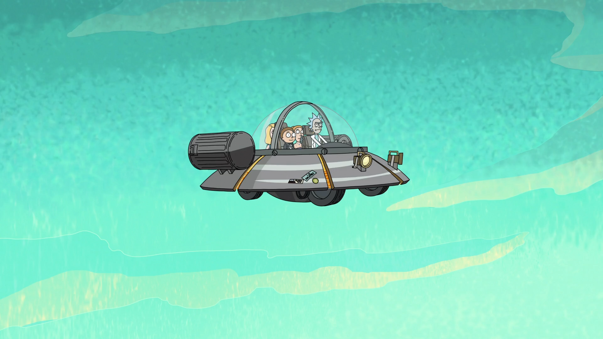 Rick and Morty flying in their spaceship HD Wallpaper