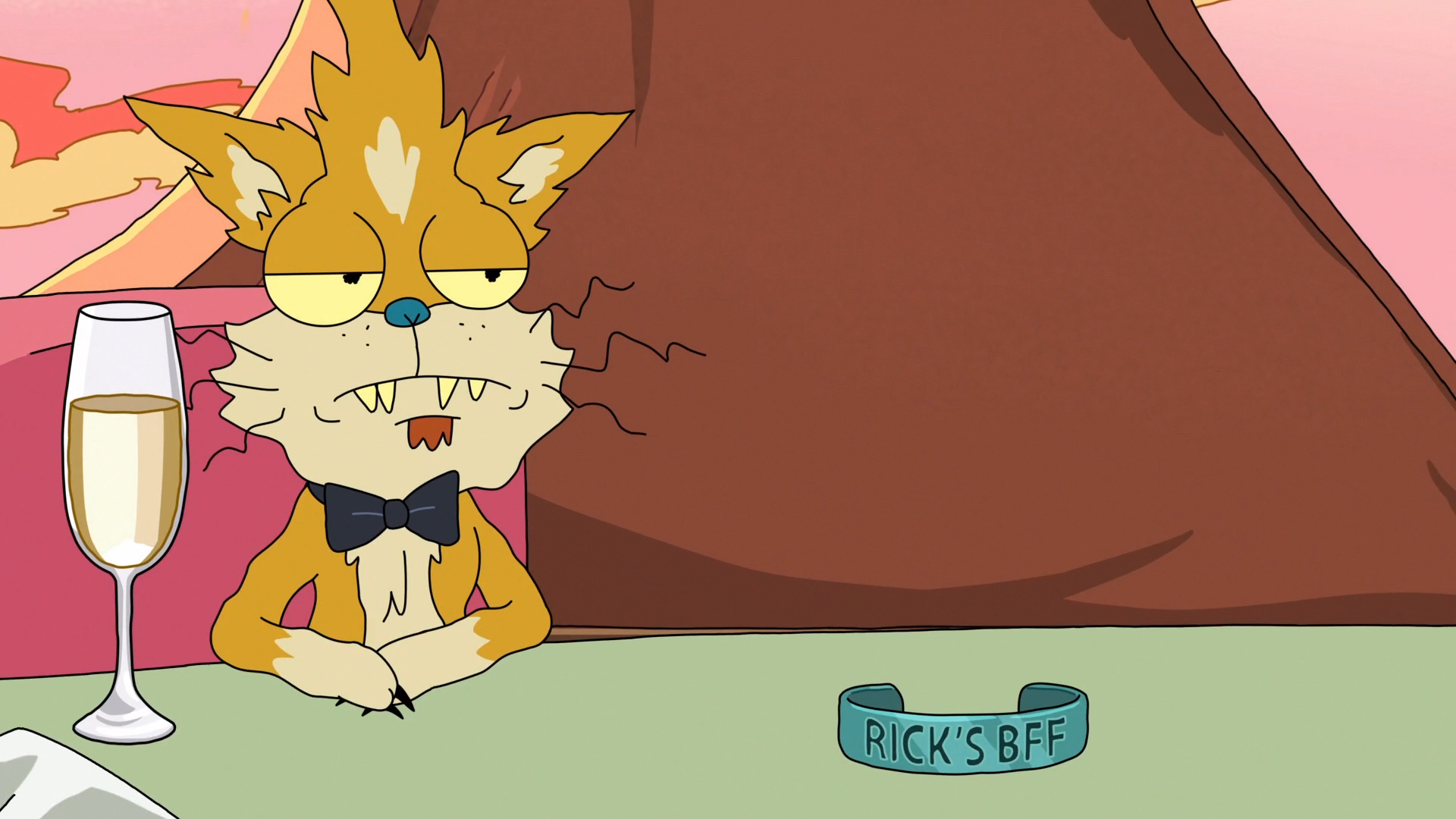 Snuffles from Rick and Morty with a glass of champagne HD Wallpaper
