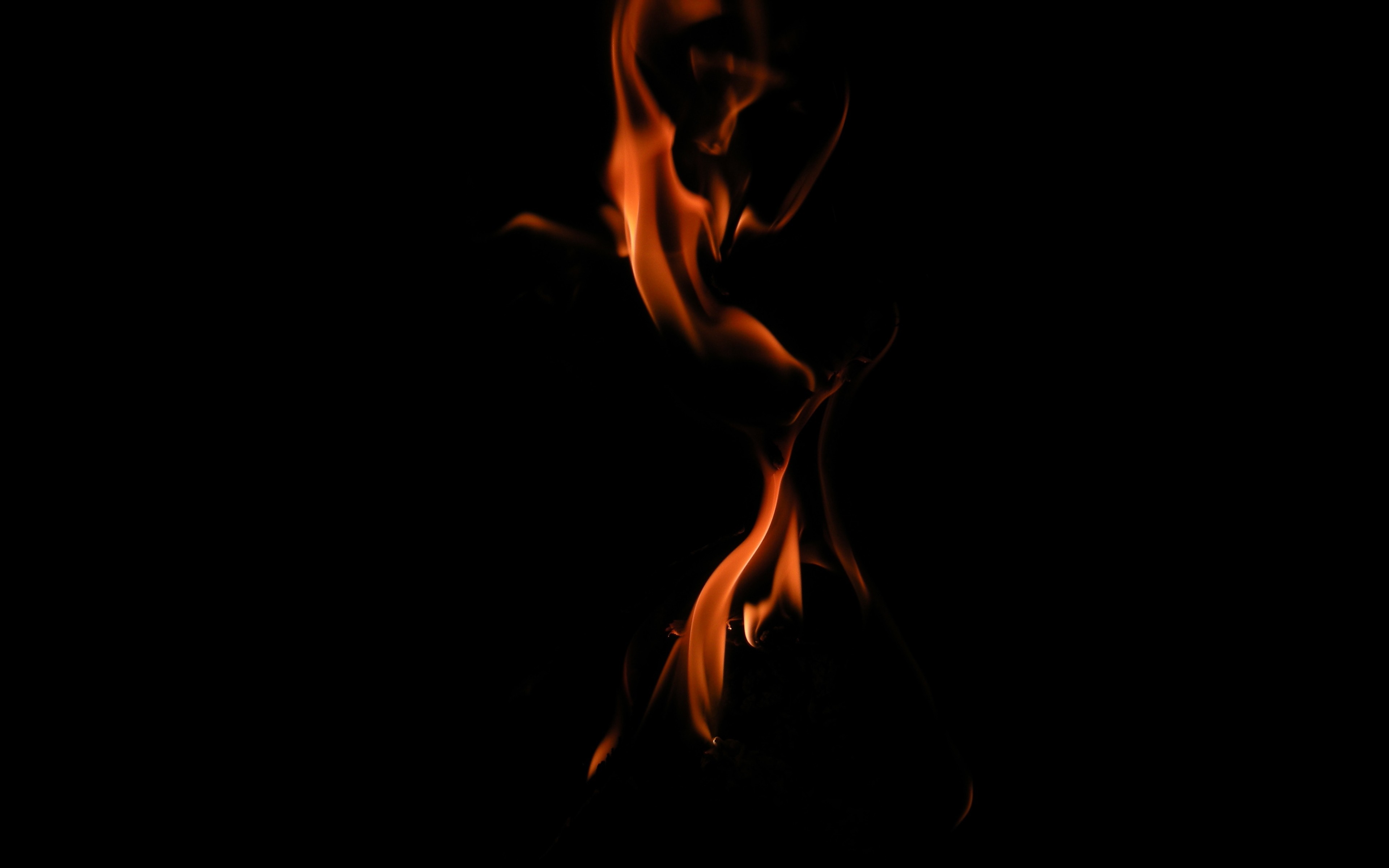 Fire flames against a black background HD Wallpaper