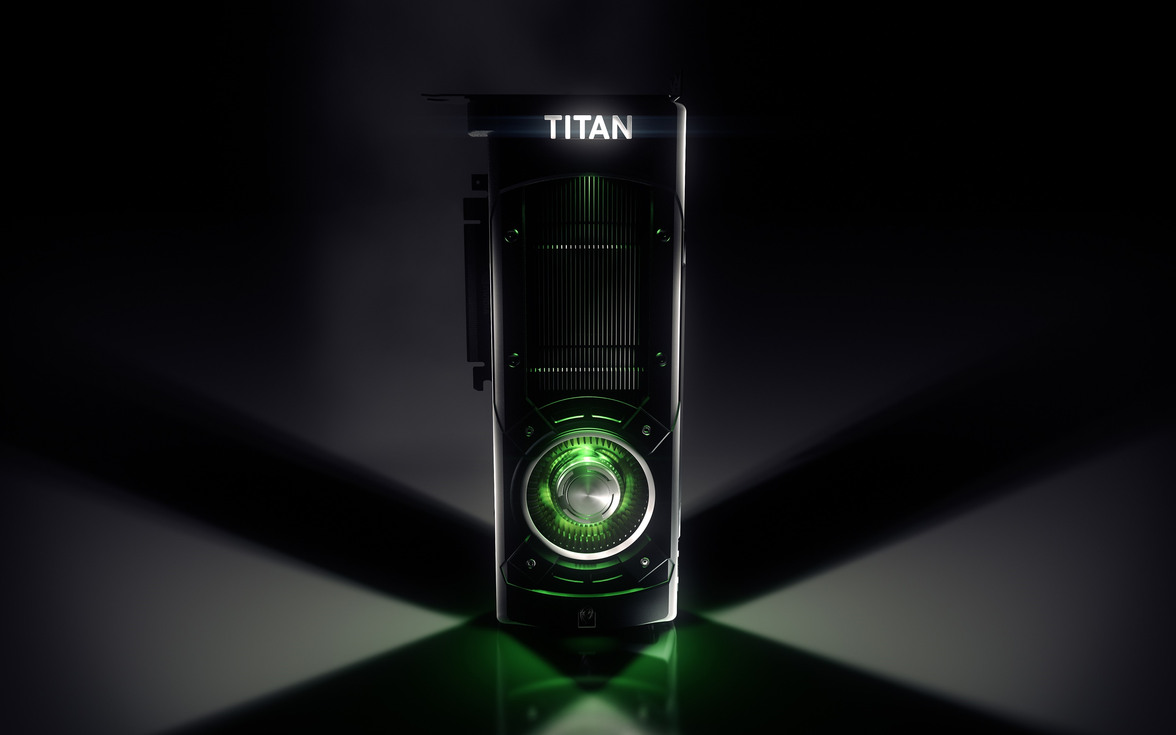 Nvidia Titan graphics card with green lighting HD Wallpaper