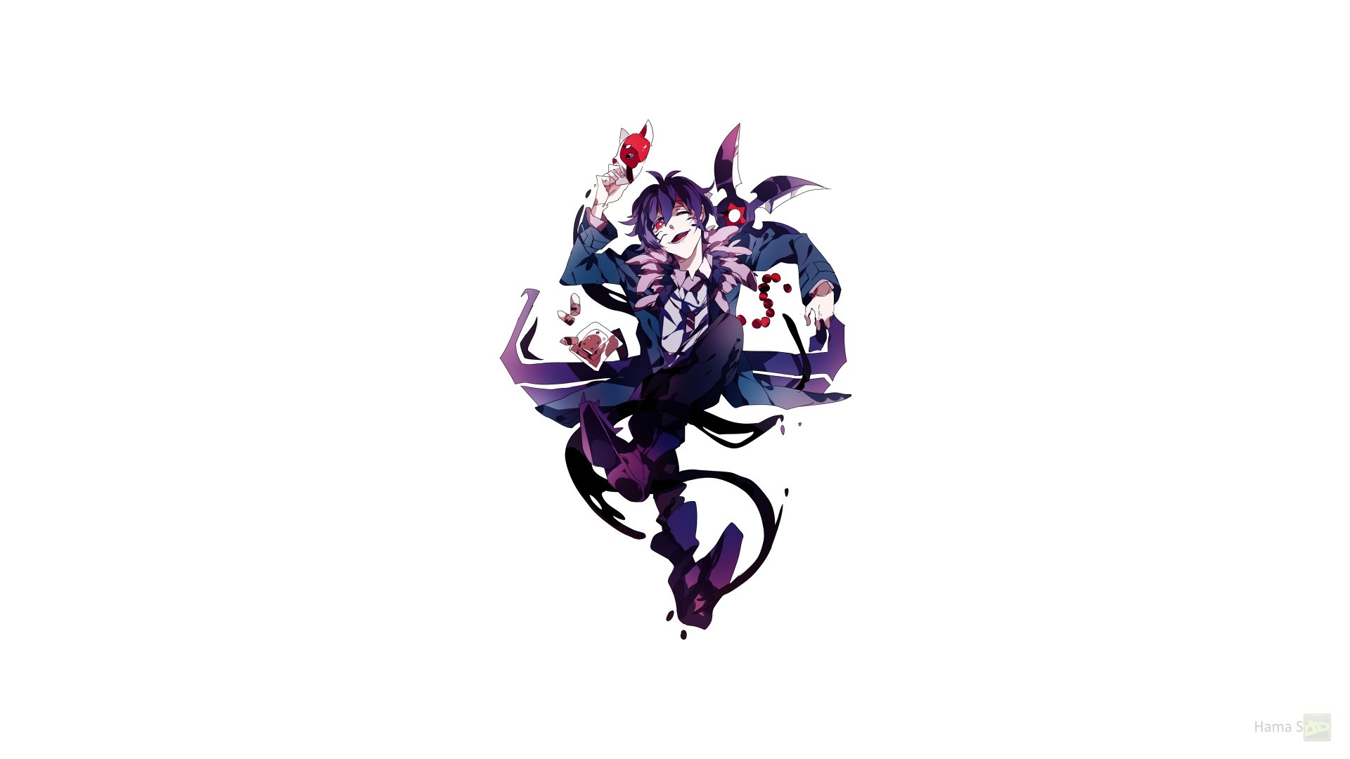 Anime character with mask and cards HD Wallpaper