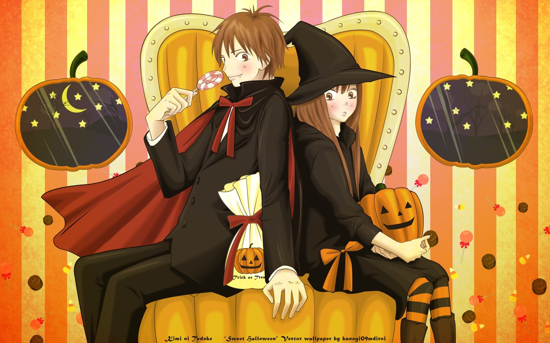 Kimi ni Todoke Halloween illustration with Kazehaya and Sawako HD Wallpaper