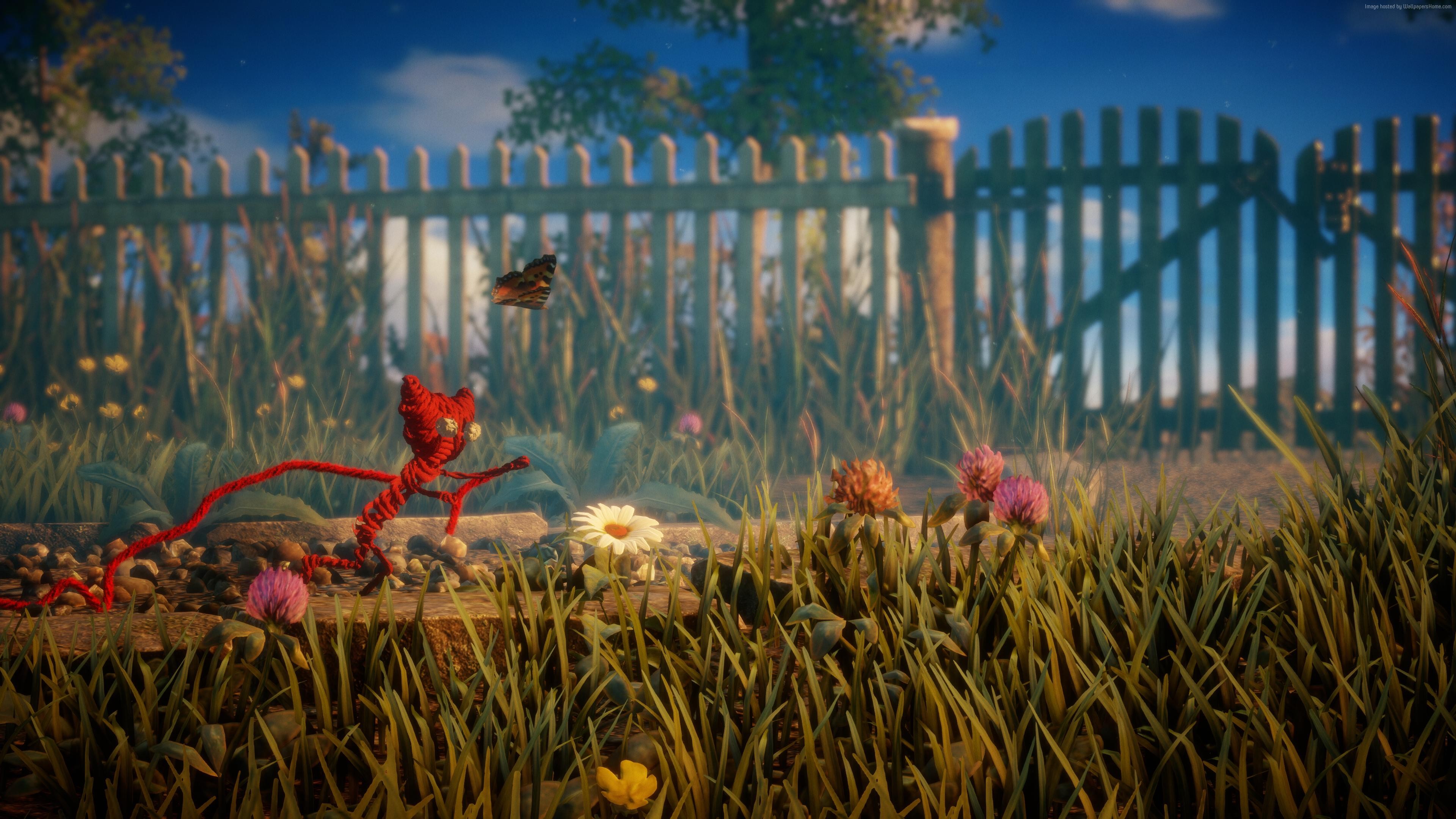 Yarny from Unravel in a garden HD Wallpaper