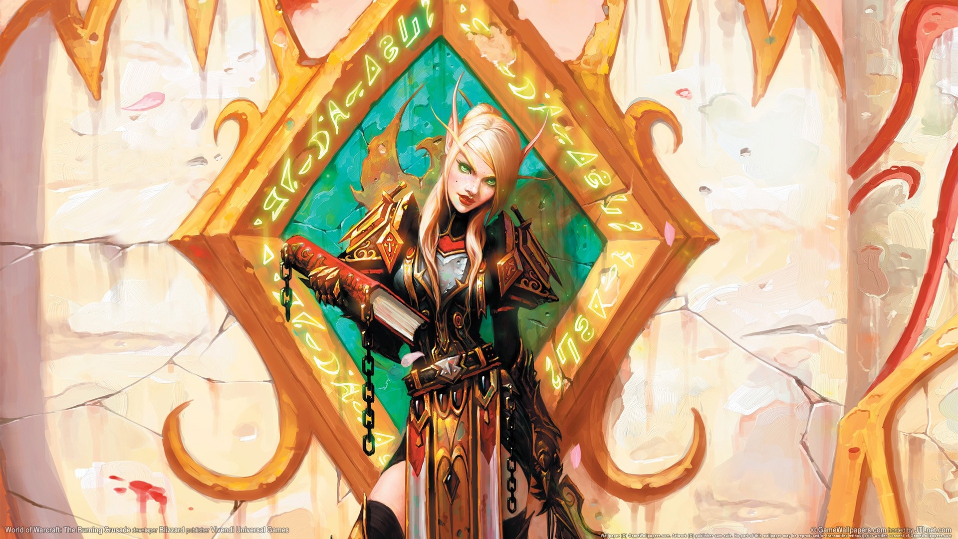 Blood Elf Mage from World of Warcraft holding a book HD Wallpaper