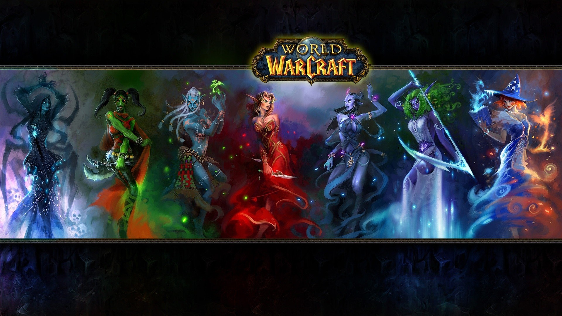 World of Warcraft characters with magical effects HD Wallpaper