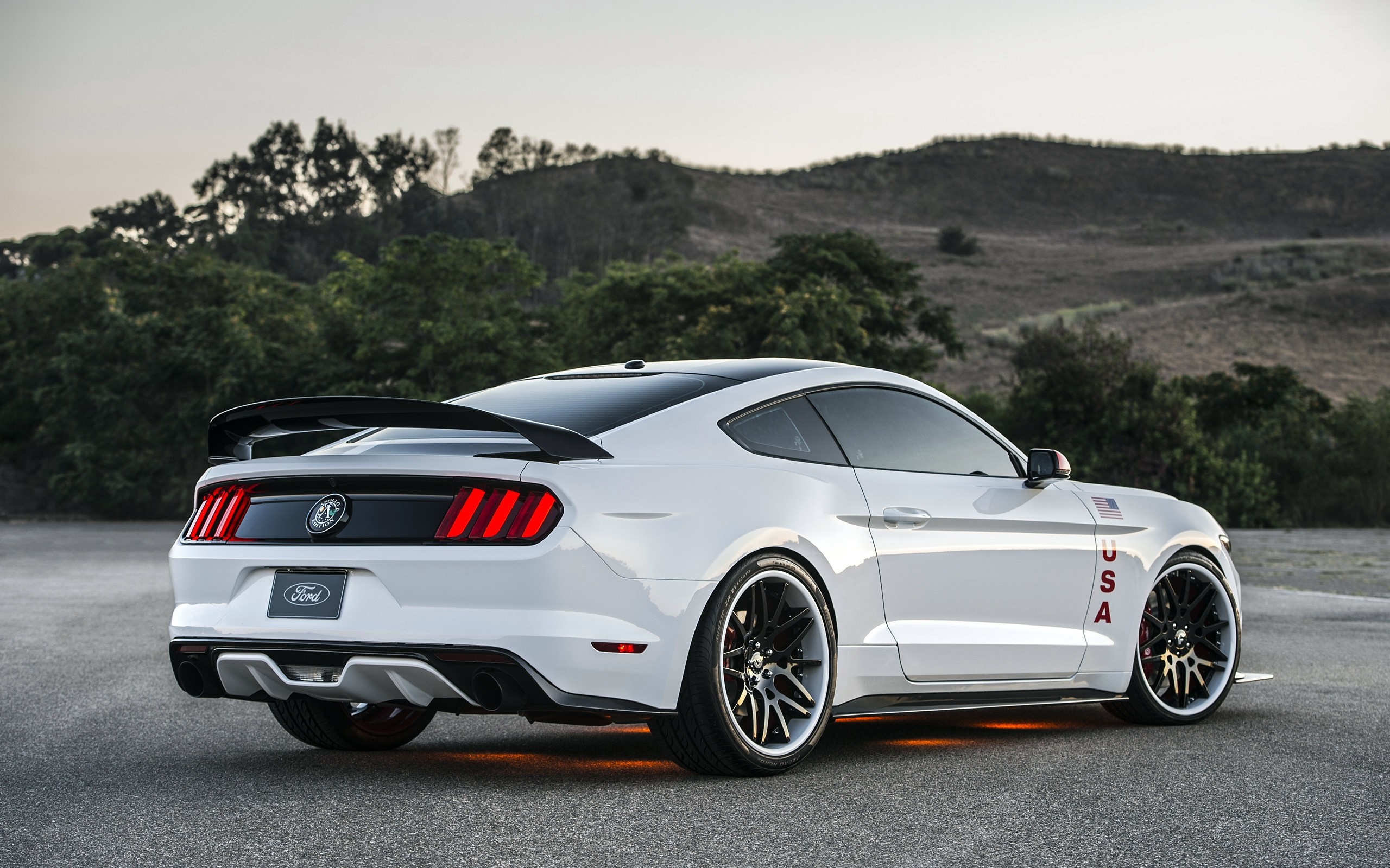 White Ford Mustang GT Apollo Edition with USA decals HD Wallpaper