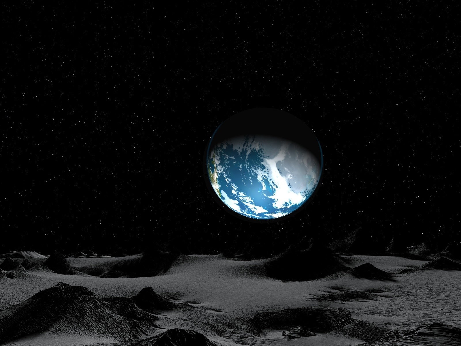 Earth viewed from the Moon's surface HD Wallpaper