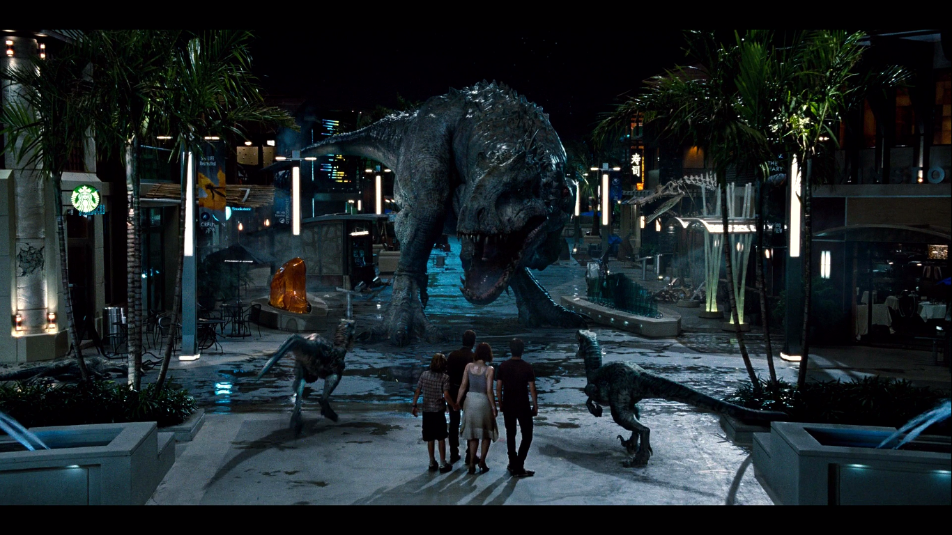Night Scene from Jurassic World with Dinosaurs HD Wallpaper