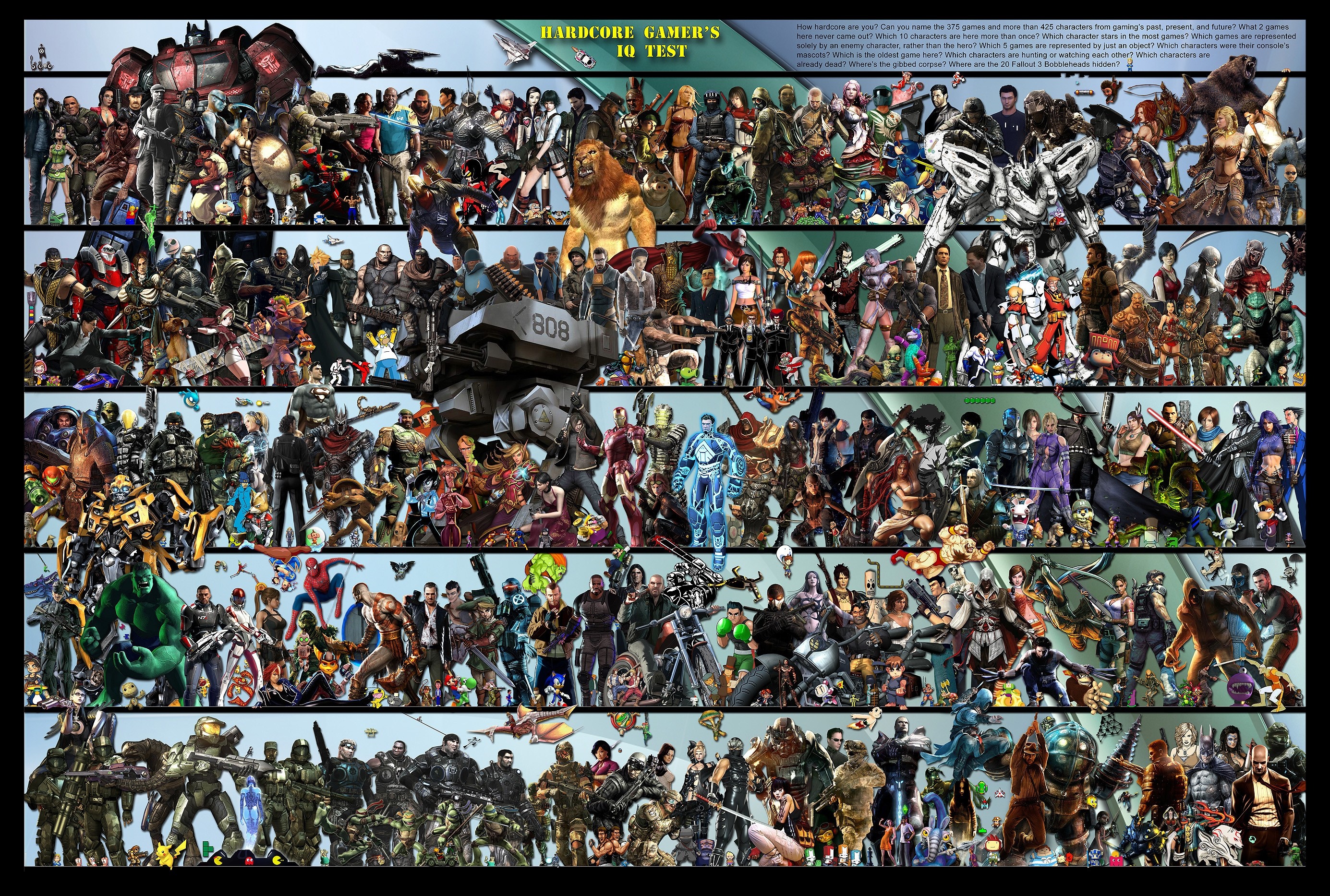Hardcore Gamer's IQ Test Collage of Video Game Characters HD Wallpaper