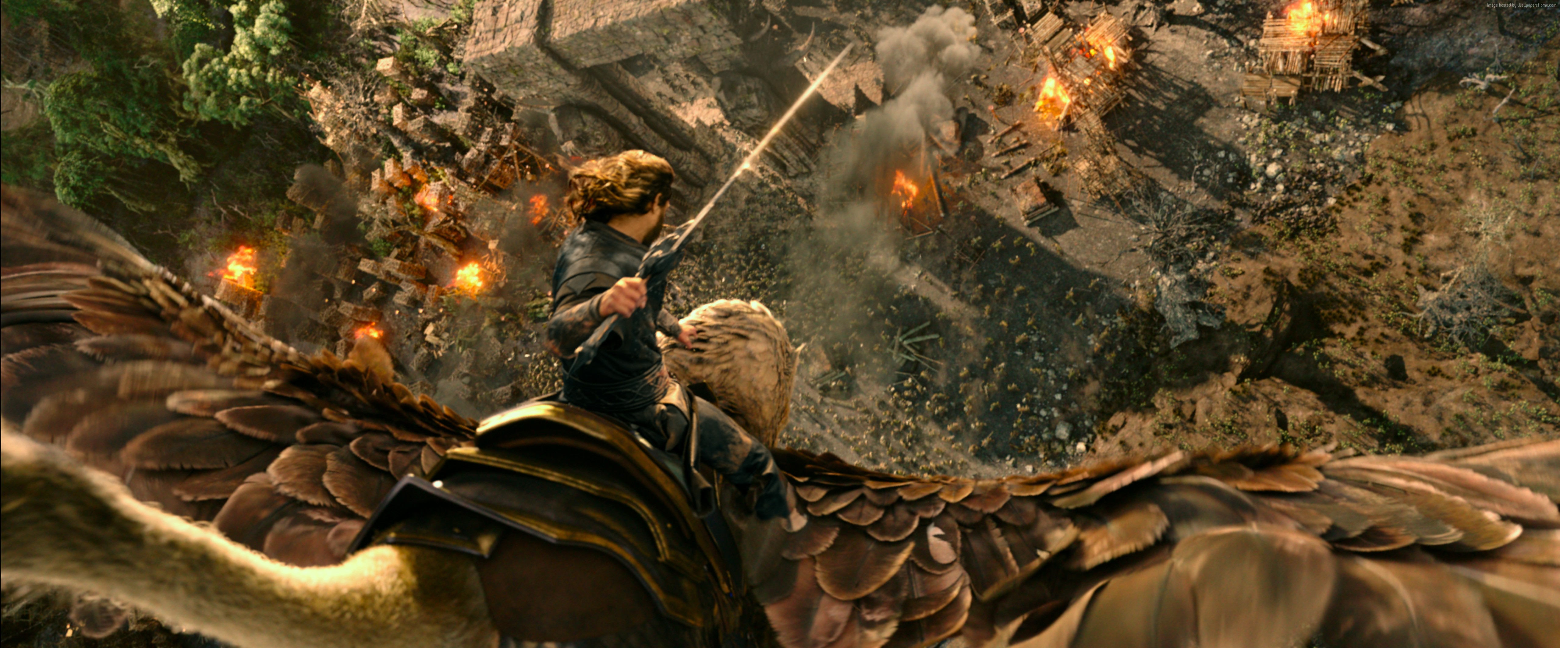 Anduin Lothar from Warcraft riding a Gryphon HD Wallpaper