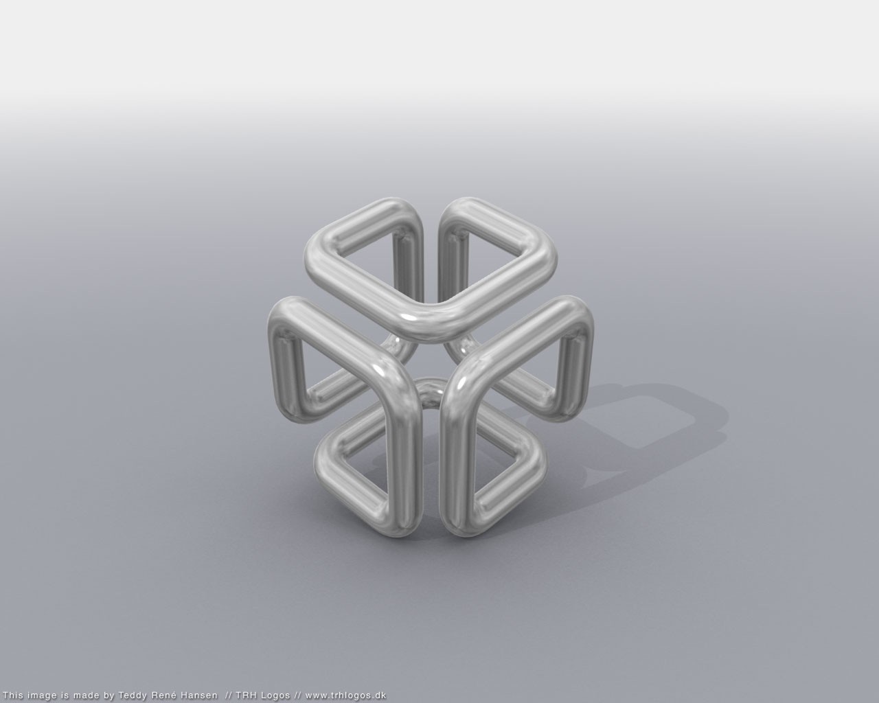 Silver 3D cube symbol made of pipes HD Wallpaper