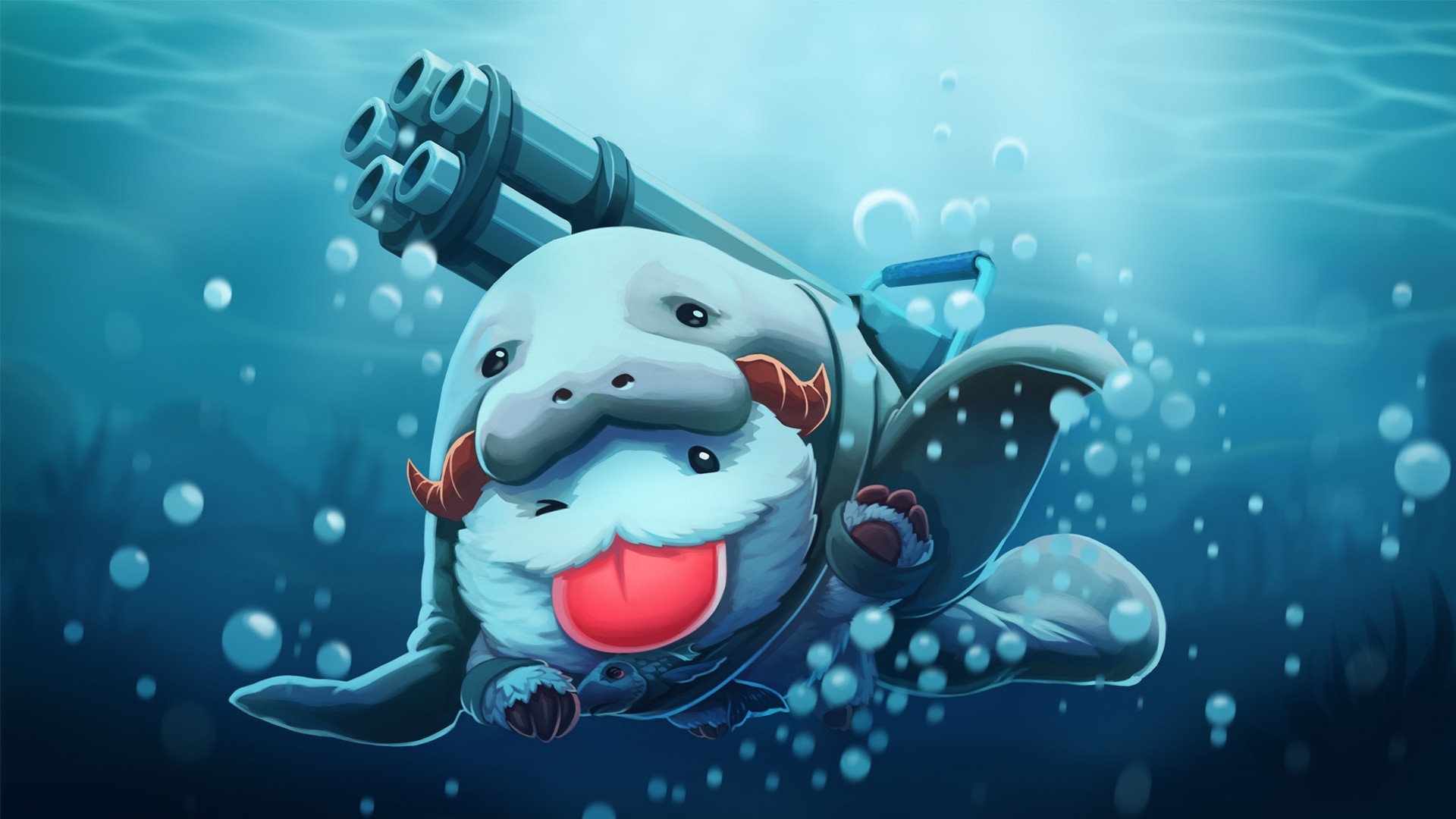 Poro with a Gatling Gun underwater HD Wallpaper