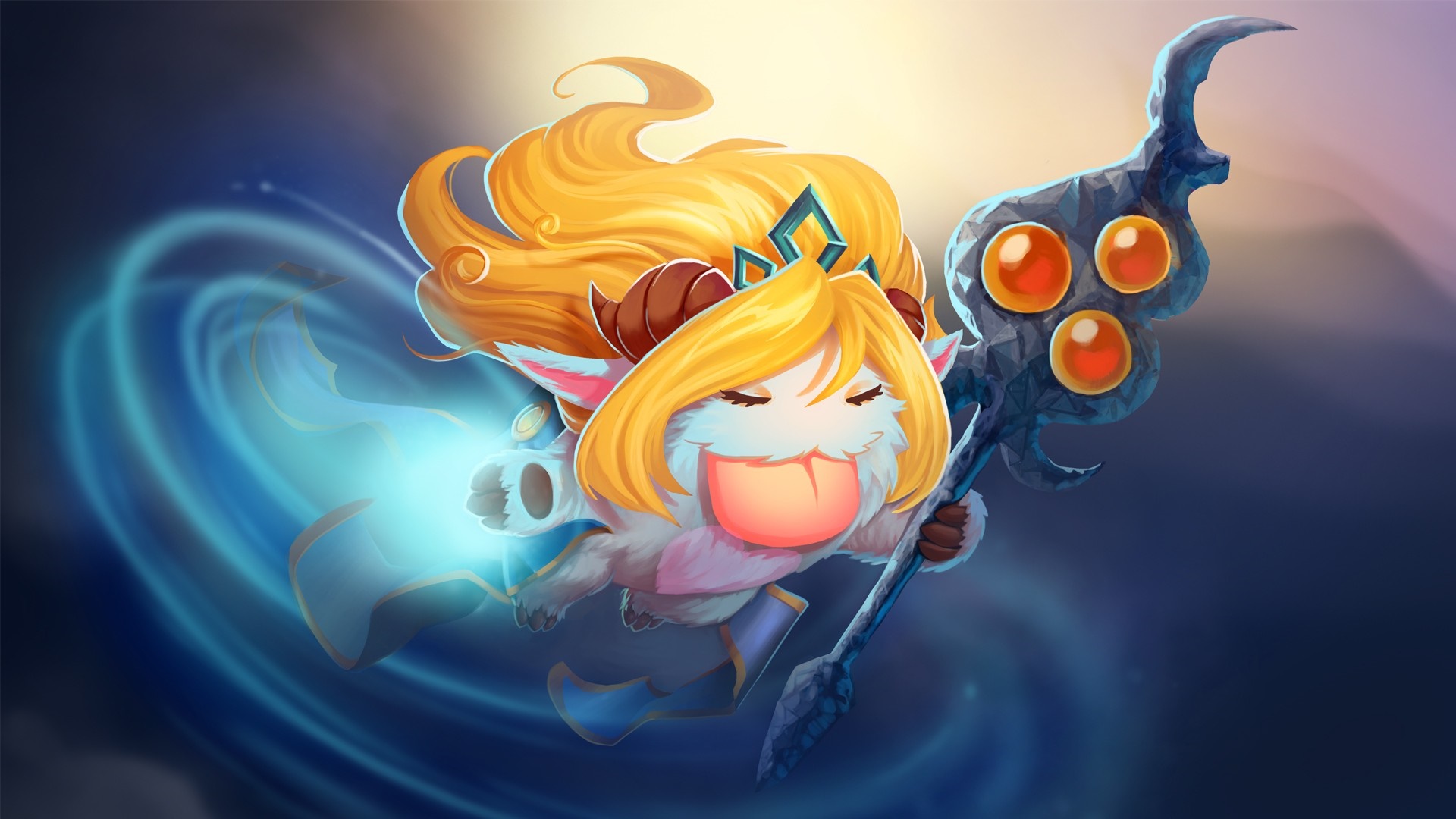 Janna from League of Legends with a Poro HD Wallpaper