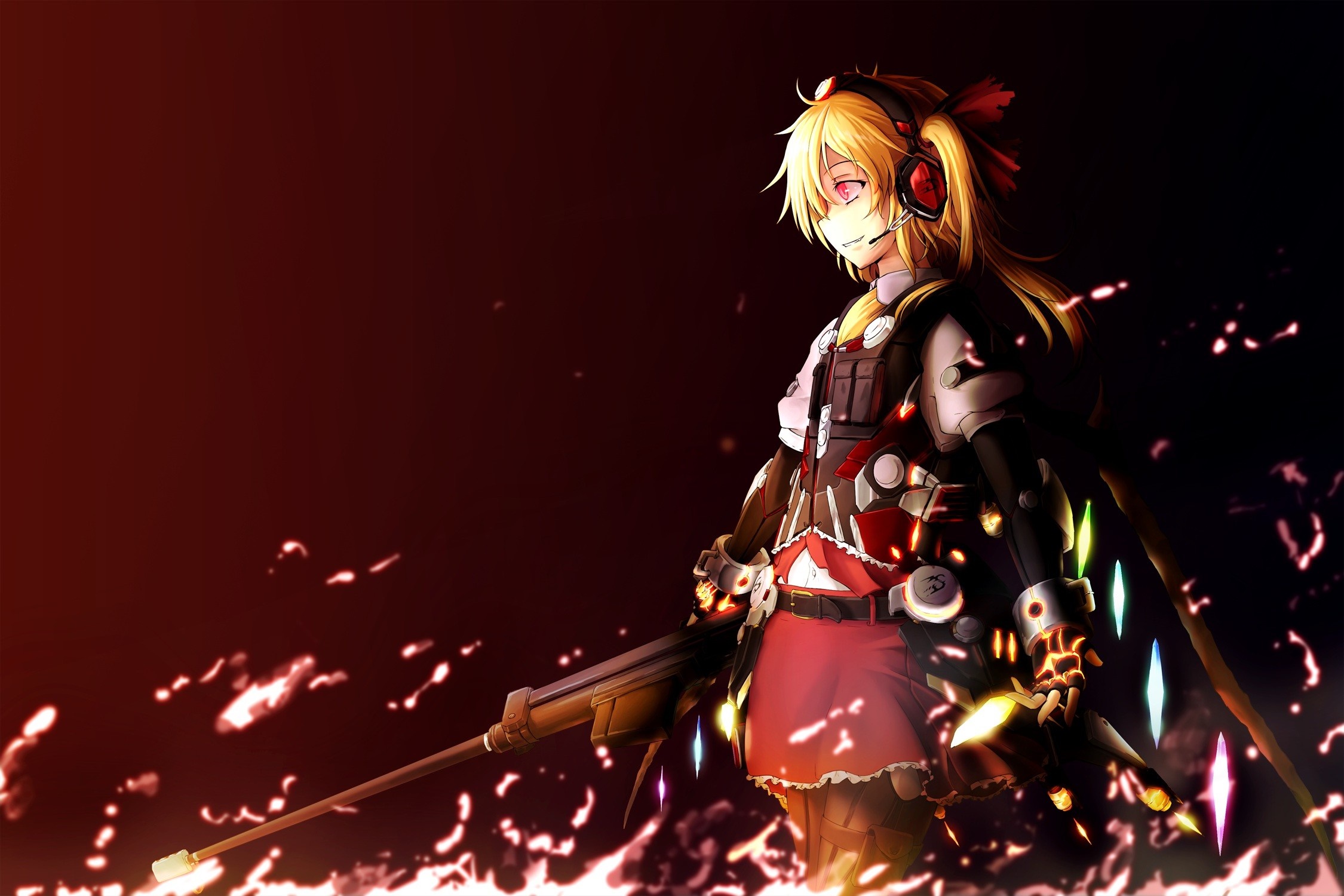 Flandre Scarlet from Touhou holding a sniper rifle HD Wallpaper