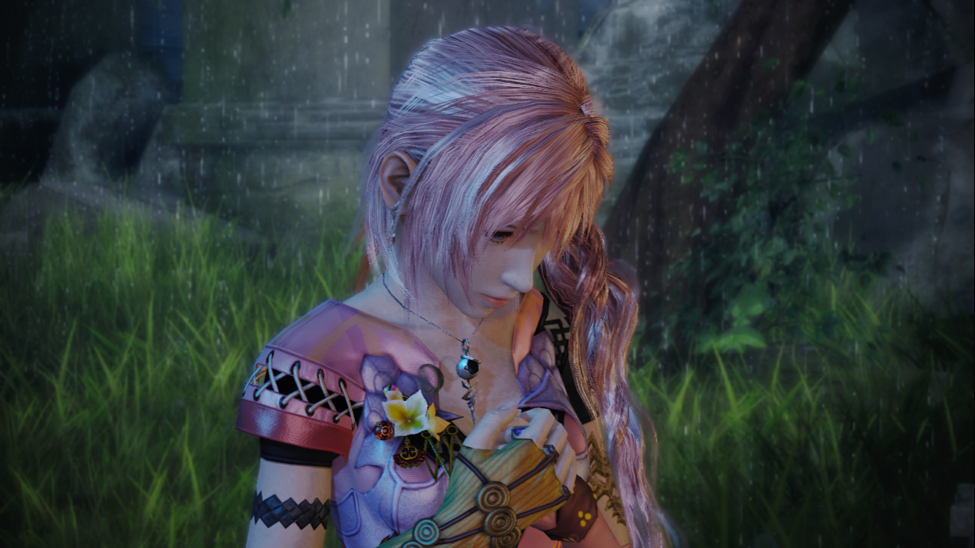 Lightning from Final Fantasy XIII in a forest HD Wallpaper