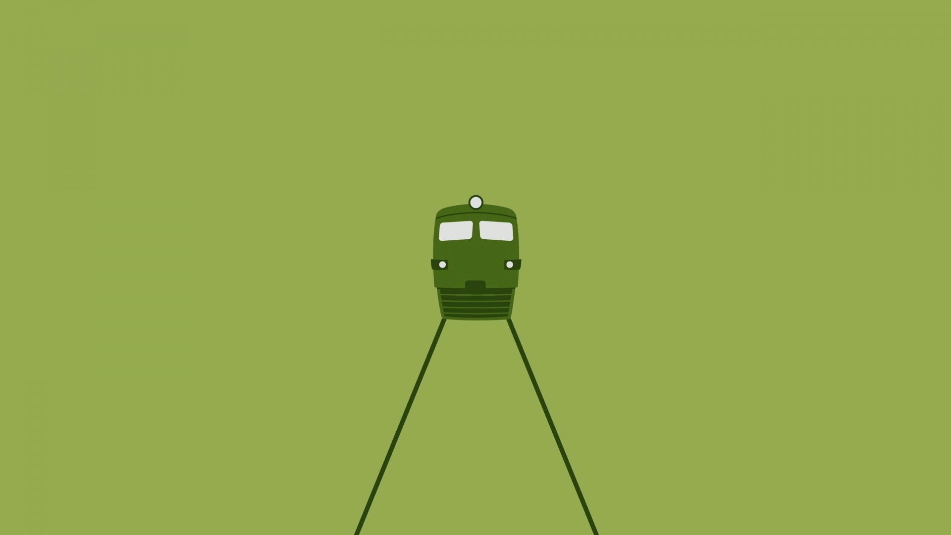 Green diesel locomotive on stilts HD Wallpaper