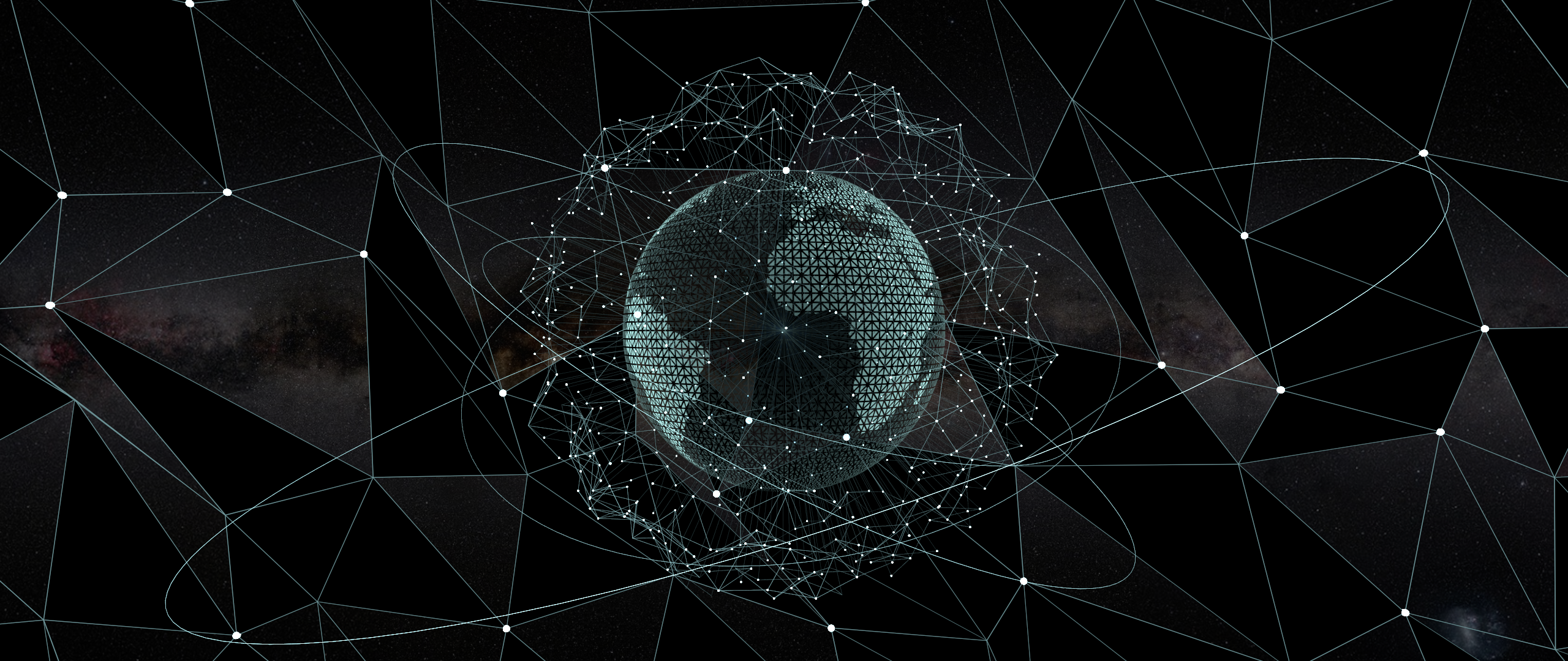 Digital Earth surrounded by network lines in space HD Wallpaper