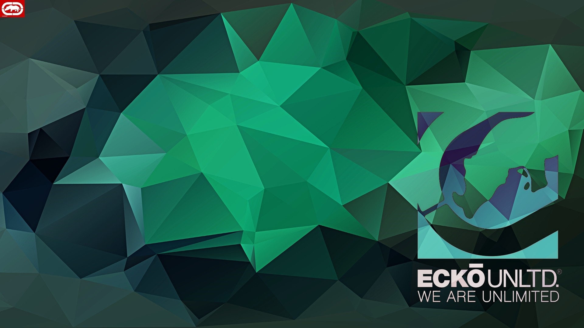 Ecko Unltd. logo on abstract green geometric background HD Wallpaper