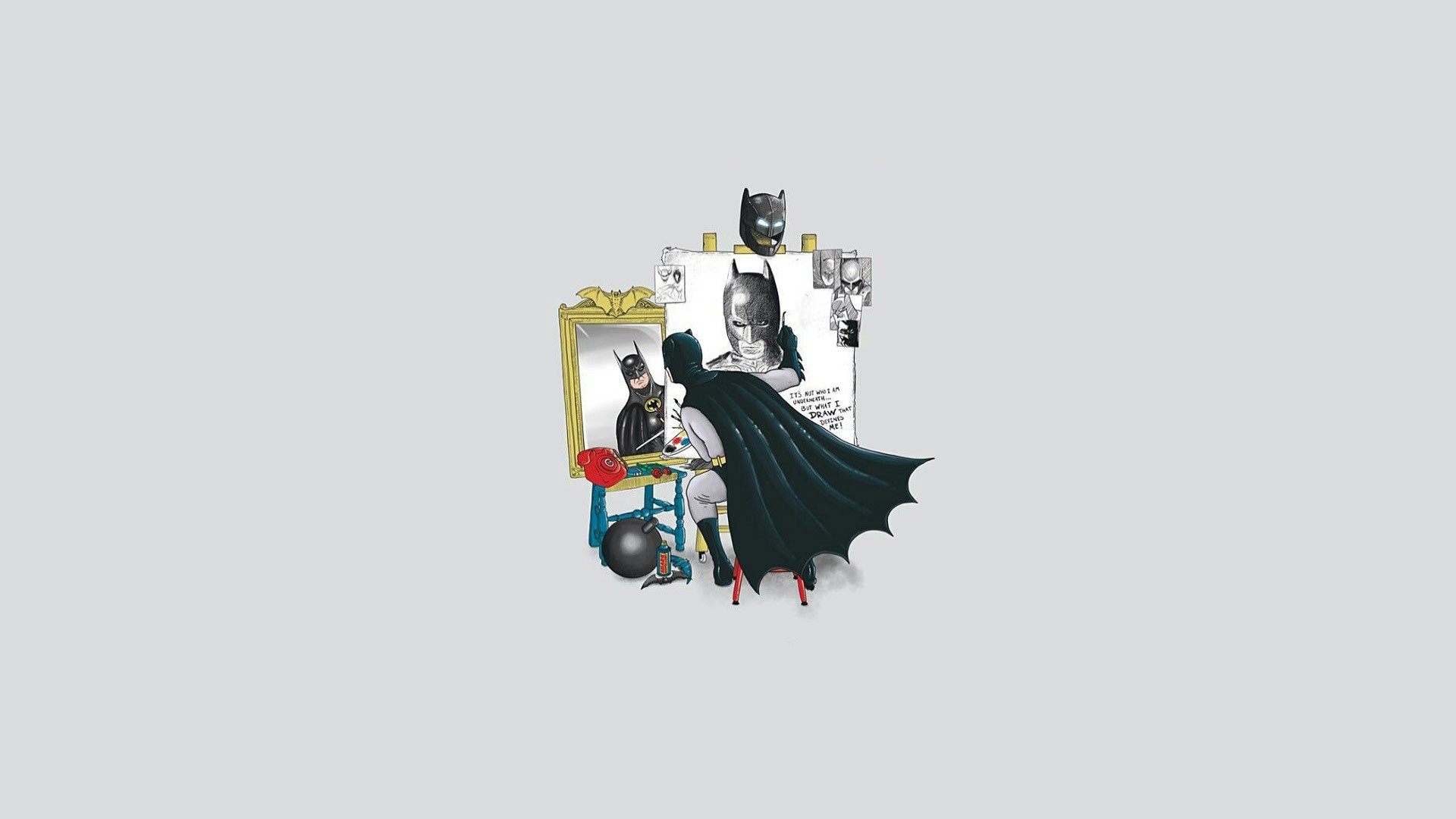 Batman painting a self-portrait HD Wallpaper
